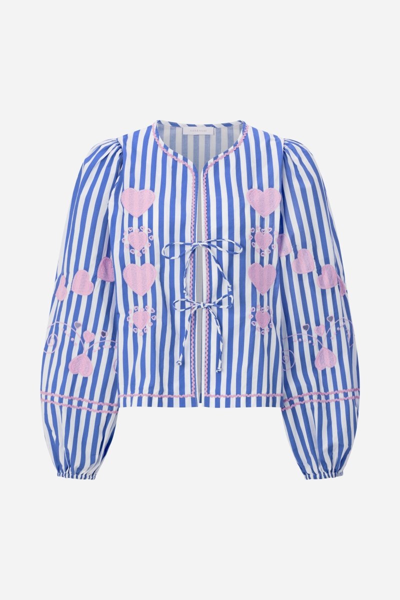 Gestreifte Bluse mit Herzstickereien-Rich & Royal