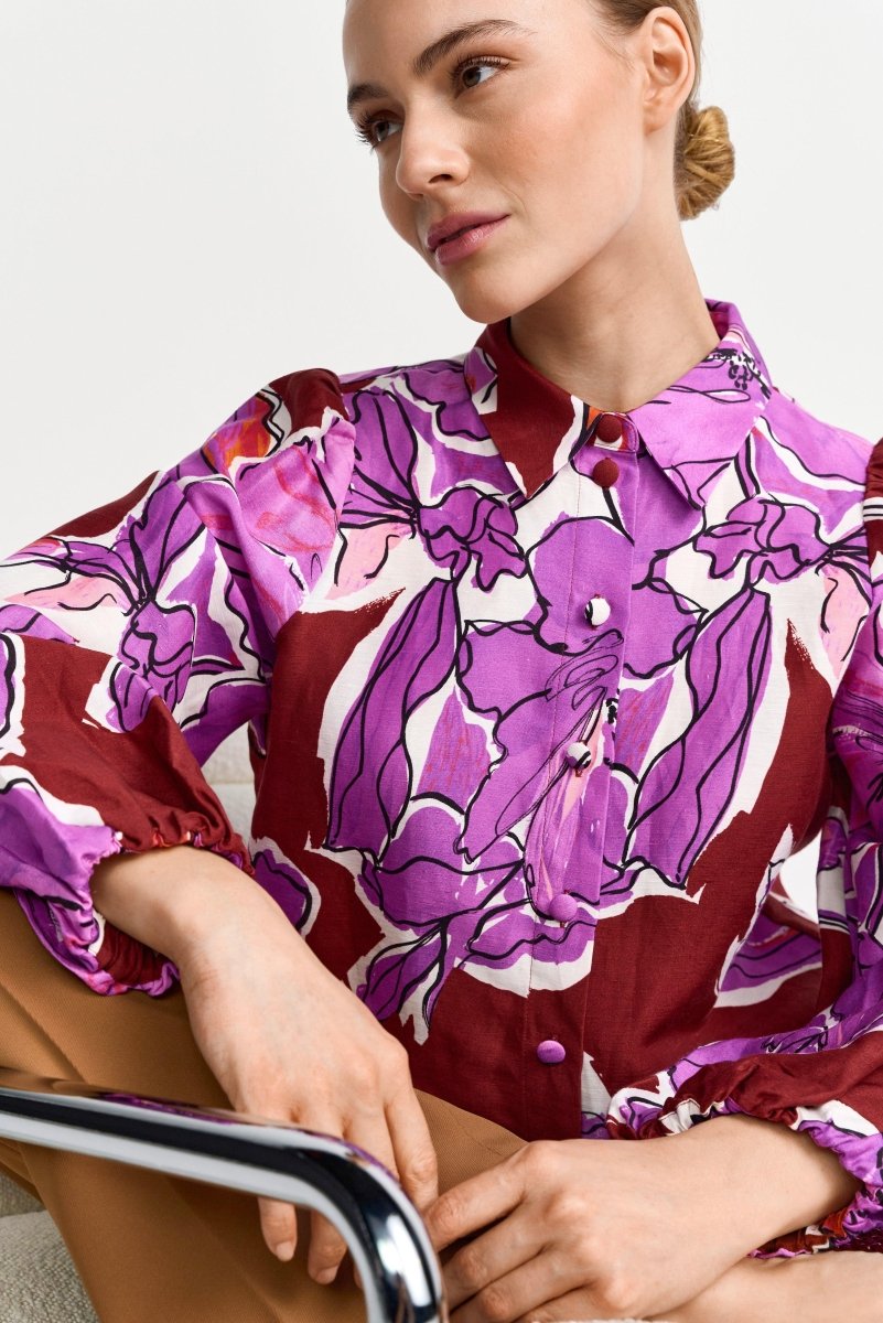 Statement-Bluse aus Leinen-Mix-Rich & Royal