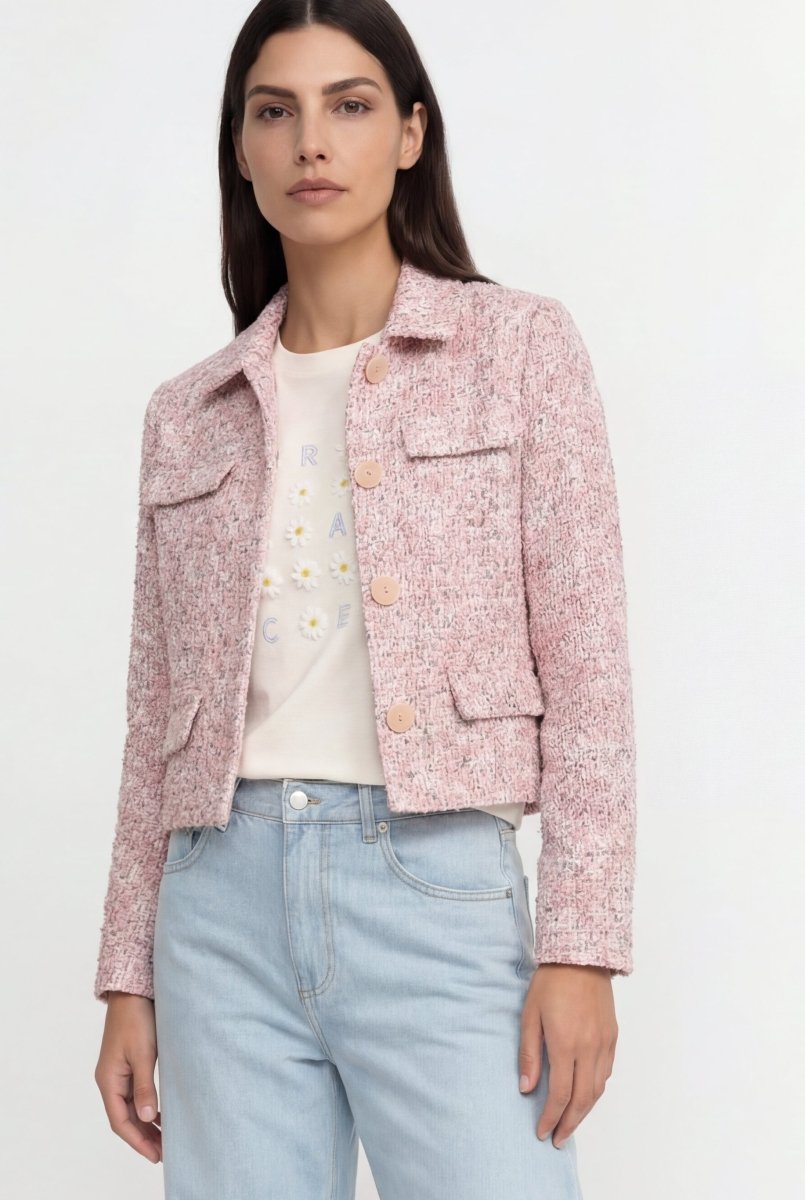 Bouclé-Jacke in cropped Länge-Rich & Royal