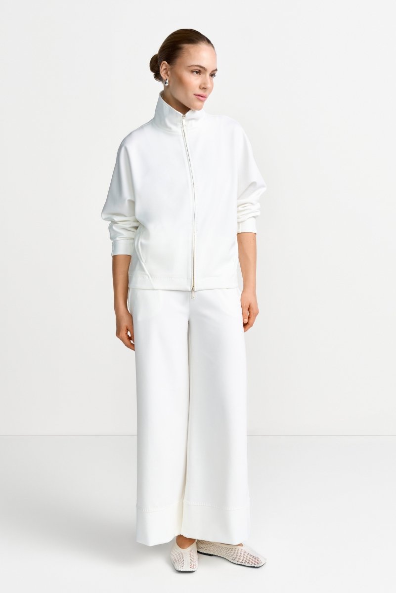 Weiße Zip-Jacke mit Stehkragen-Rich & Royal