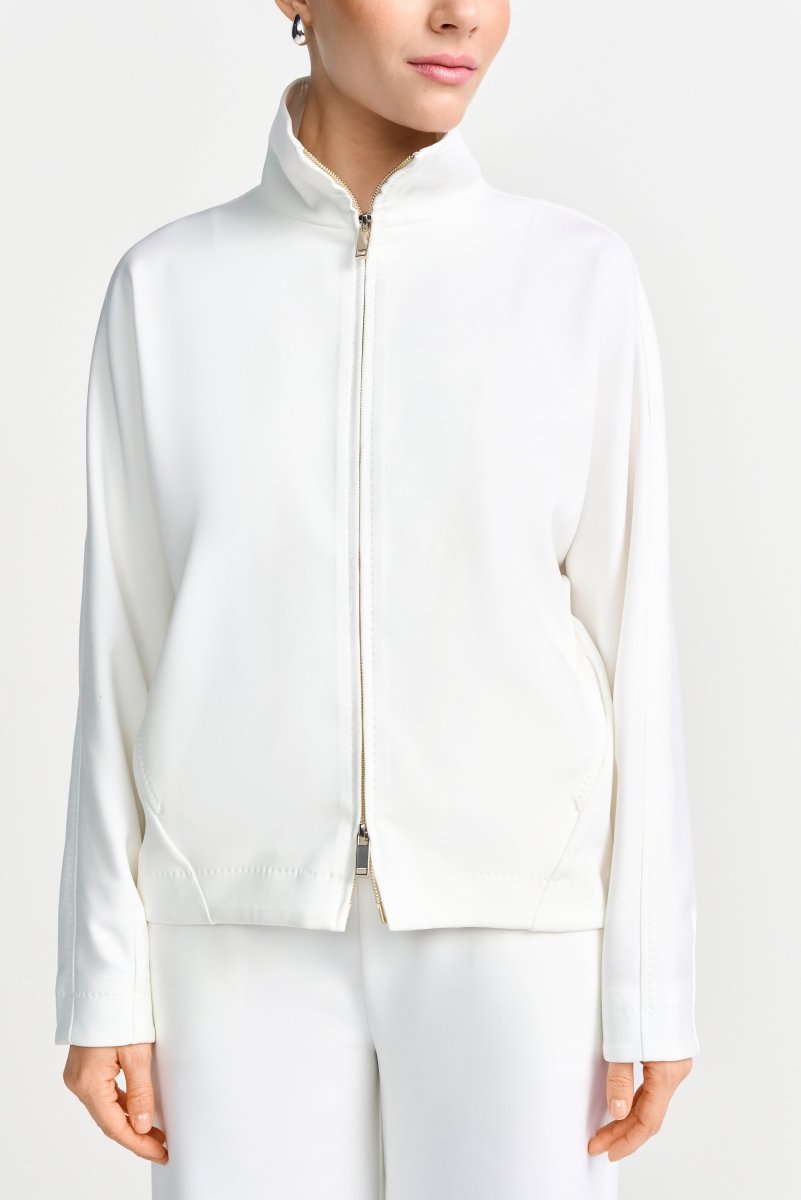 Weiße Zip-Jacke mit Stehkragen-Rich & Royal