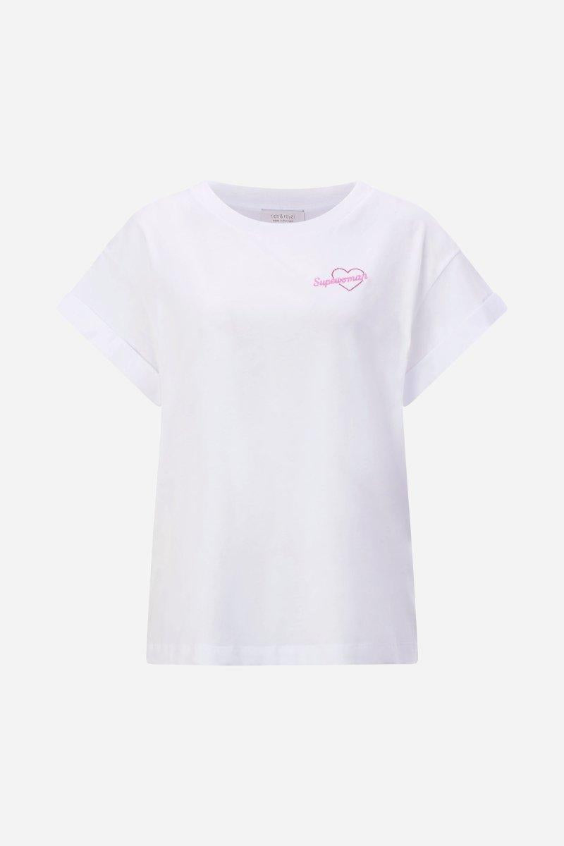 Weißes T-Shirt mit Stickerei-Rich & Royal