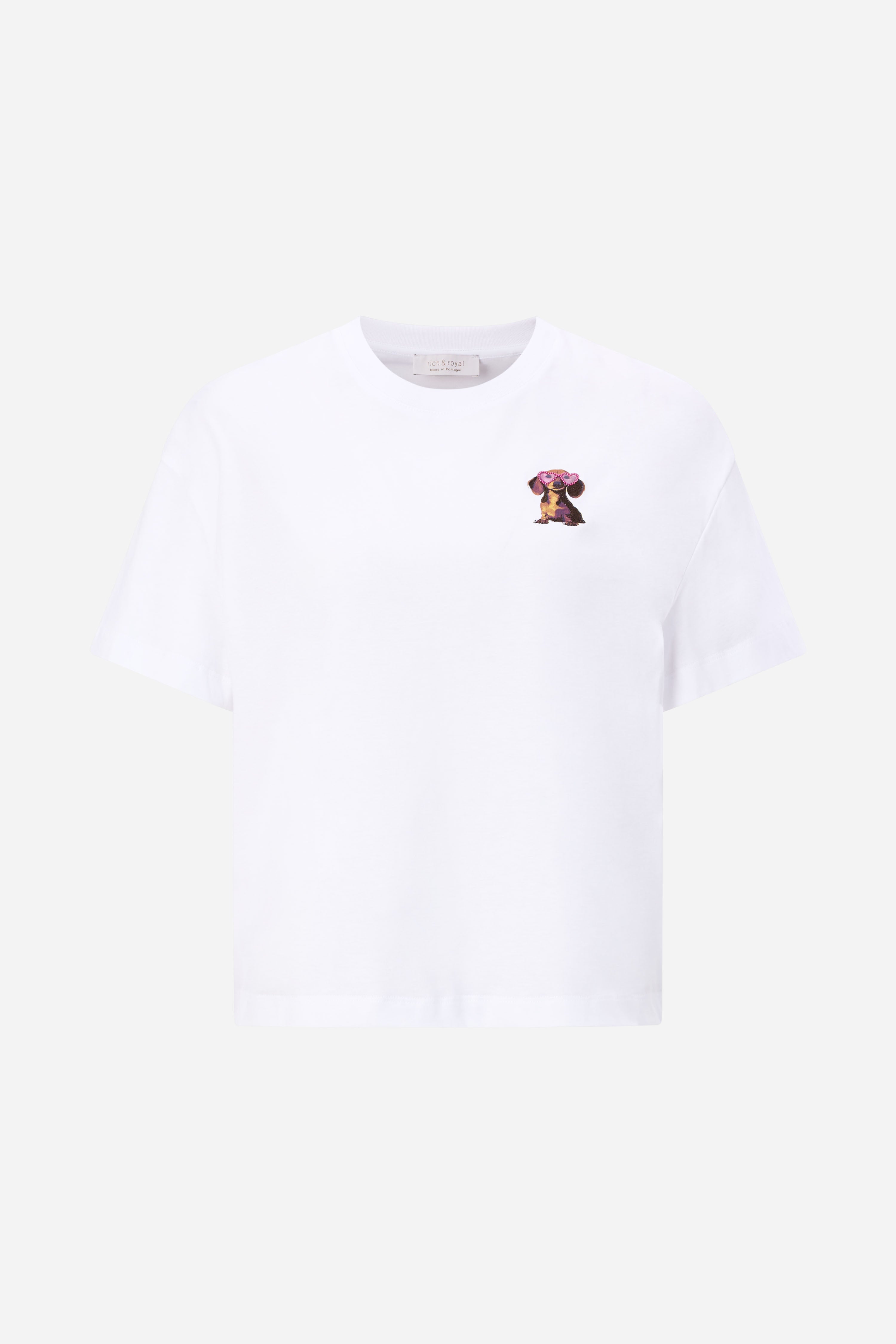 Weißes T-Shirt mit Strassdetails-Rich & Royal