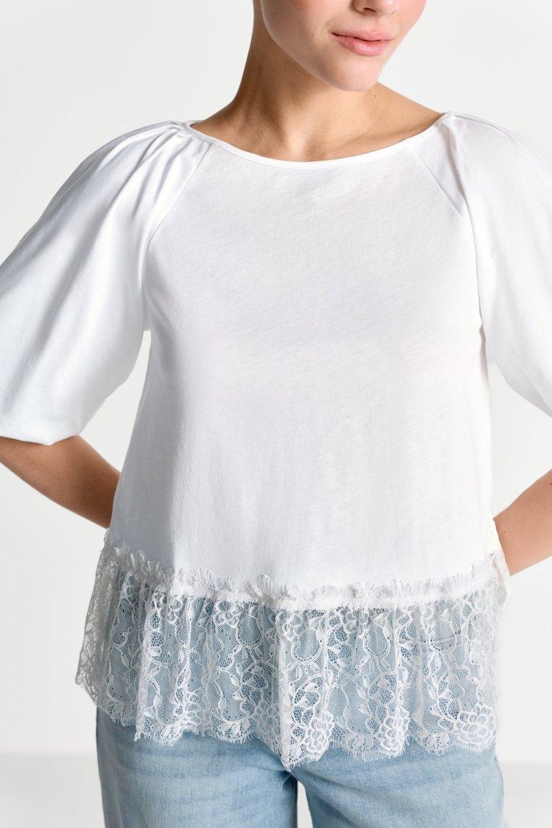 T-Shirt mit Spitzensaum-Rich & Royal