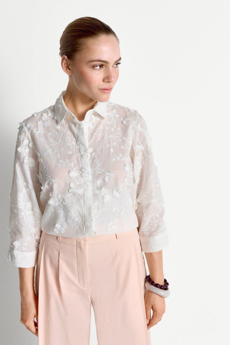 Baumwollbluse mit 3D-Stickerei-Rich & Royal