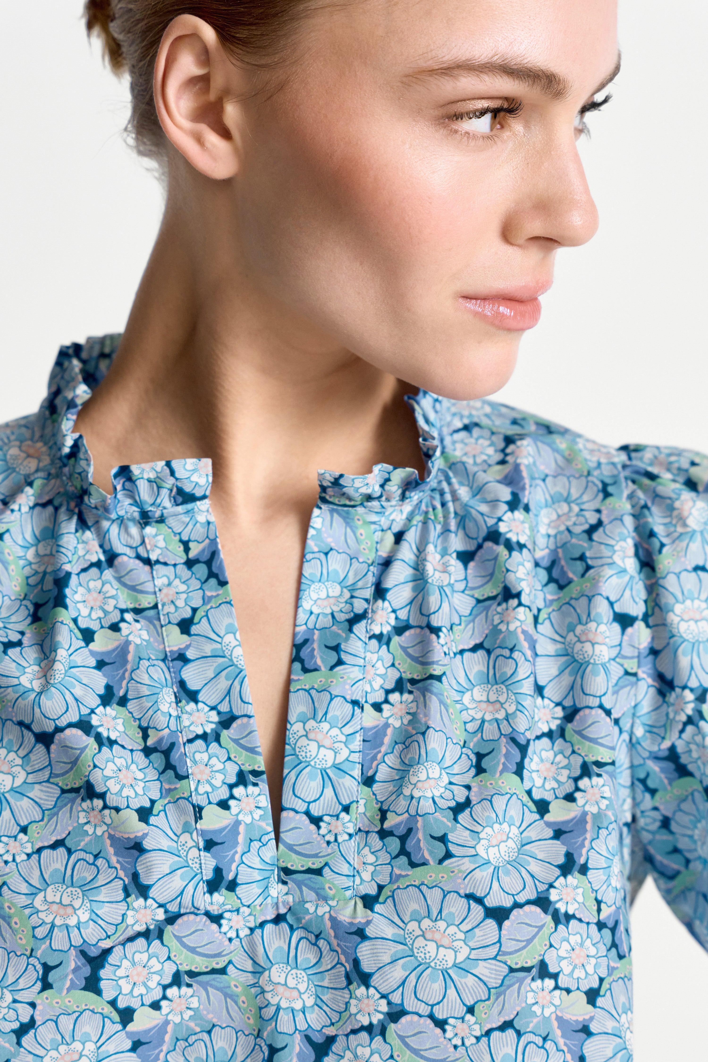 Bluse mit Rüschenkragen - Made with Liberty Fabric-Rich & Royal