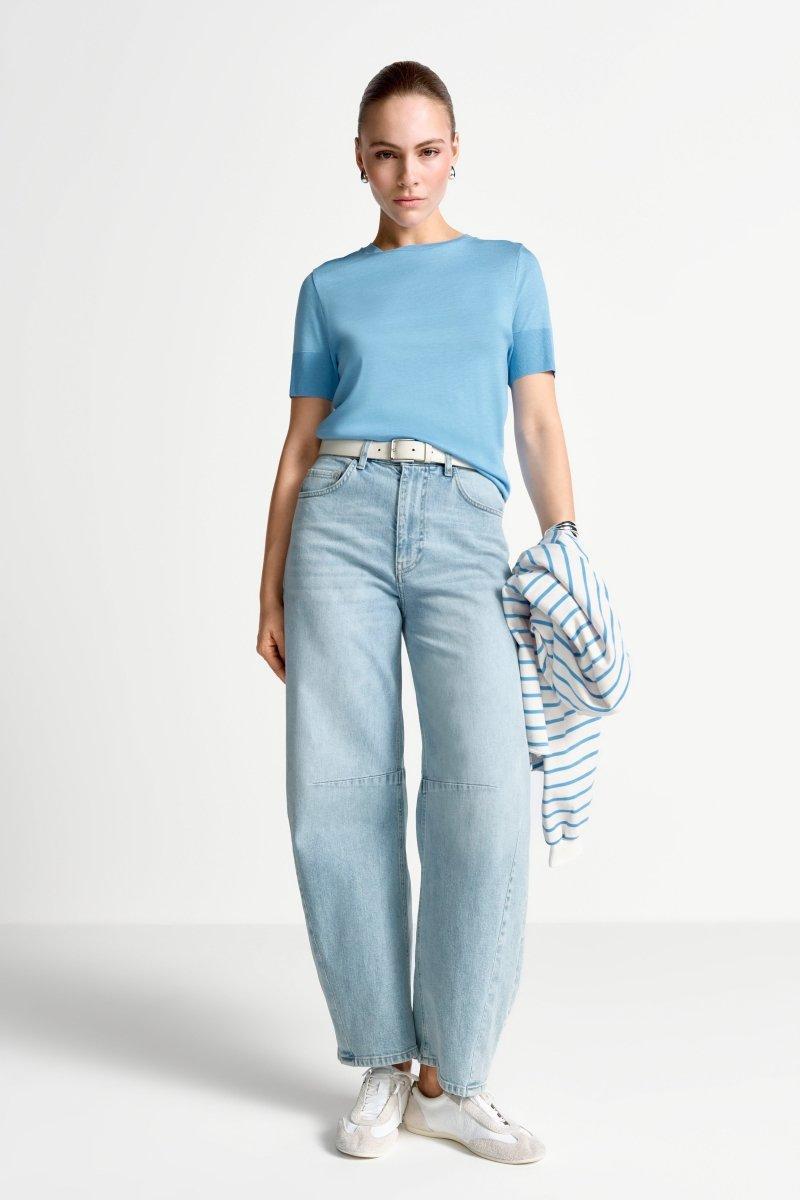 T-Shirt mit gerippten Ärmelabschlüssen-Rich & Royal