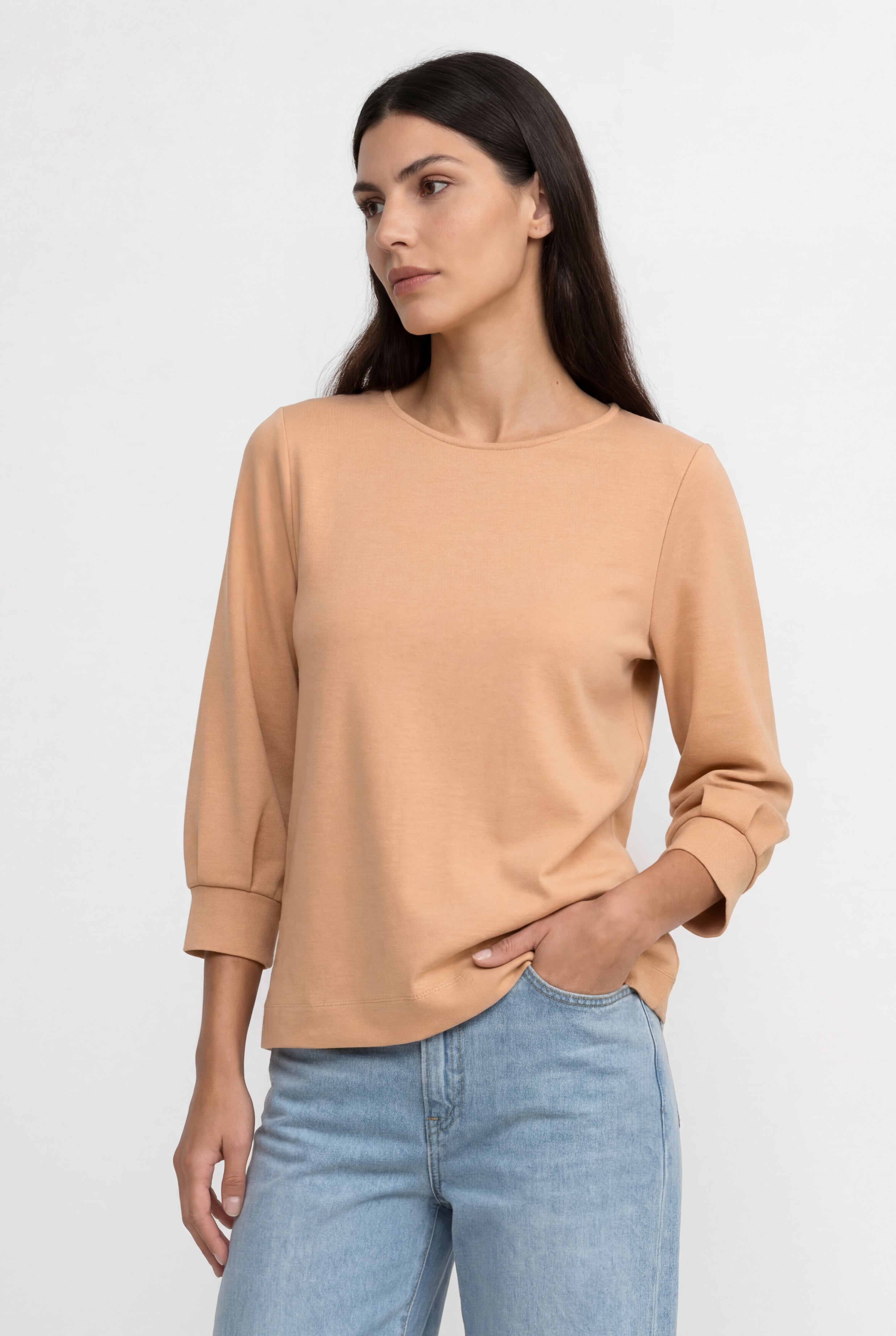 Jersey-Sweatshirt mit Puffärmeln