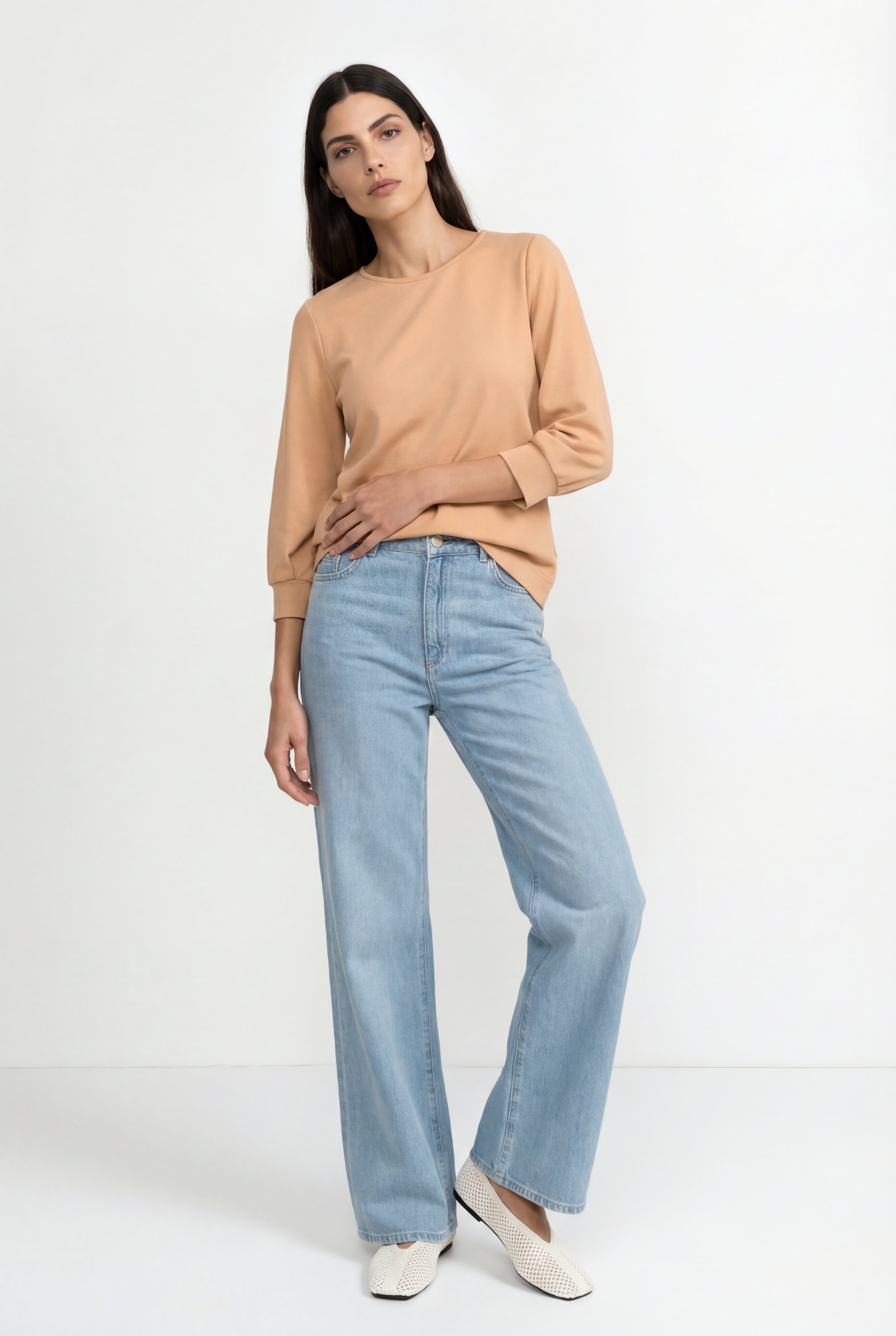 Jersey-Sweatshirt mit Puffärmeln