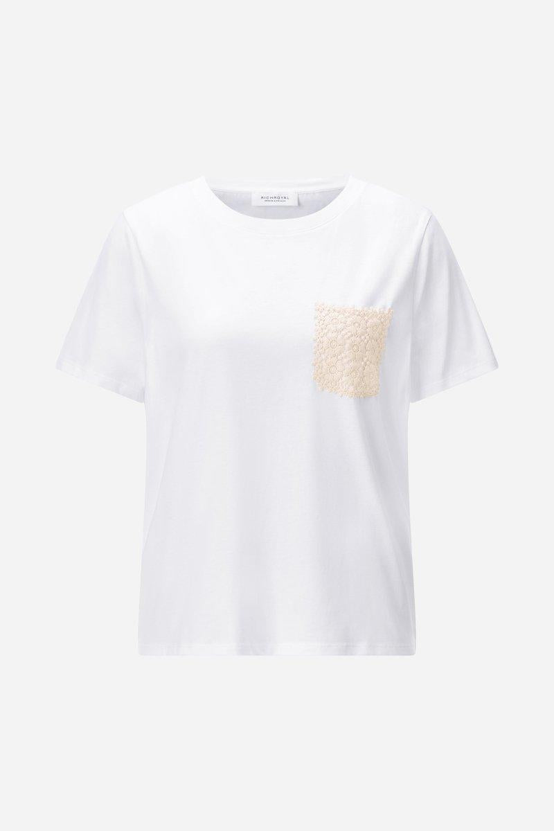 Weißes T-Shirt mit Brusttasche-Rich & Royal