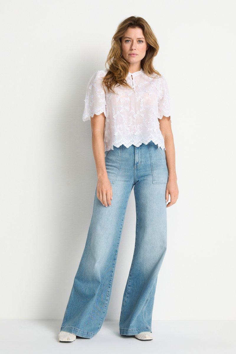 Weiße Bluse mit Stickerei-Rich & Royal