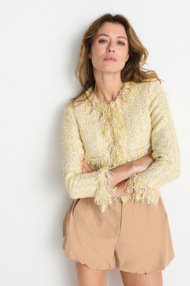 Bouclé-Jacke mit Fransen-Rich & Royal