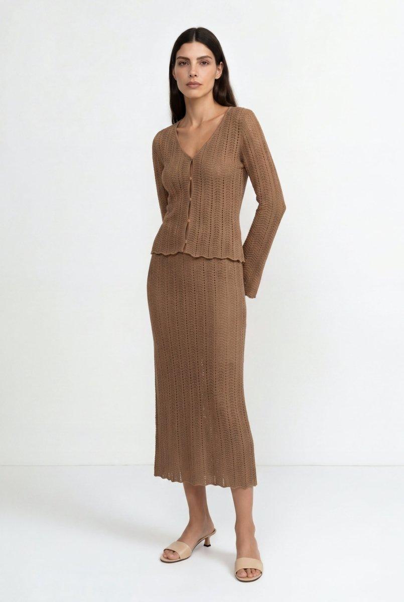 Ajour-Strickjacke mit Knöpfen-Rich & Royal