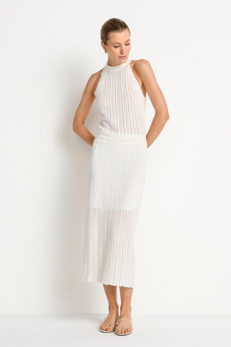 white halter dress bridal Adora Pearl Halter Mini Dress - White main image 1