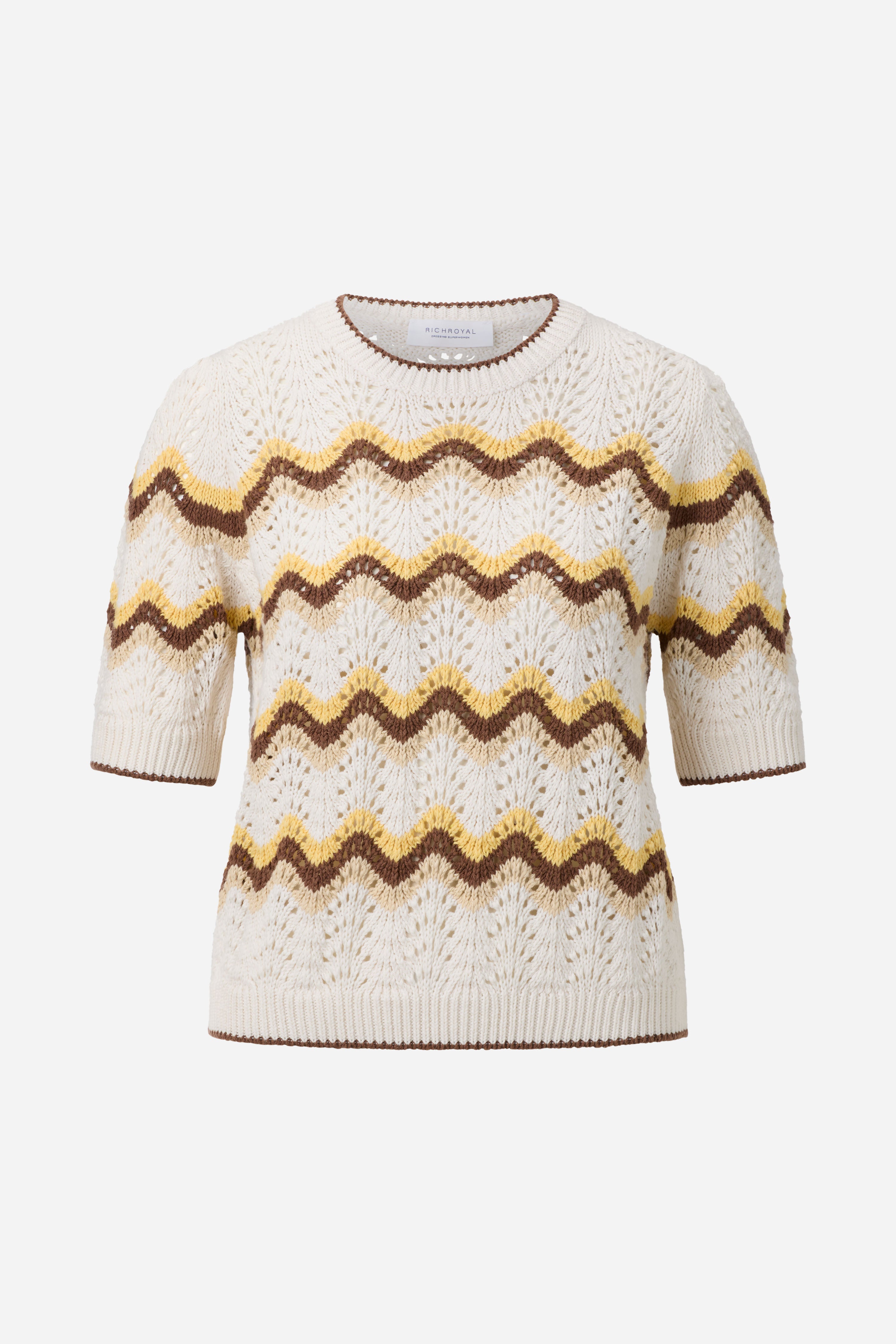 Kurzarm-Pullover mit Wellenmuster-Rich & Royal