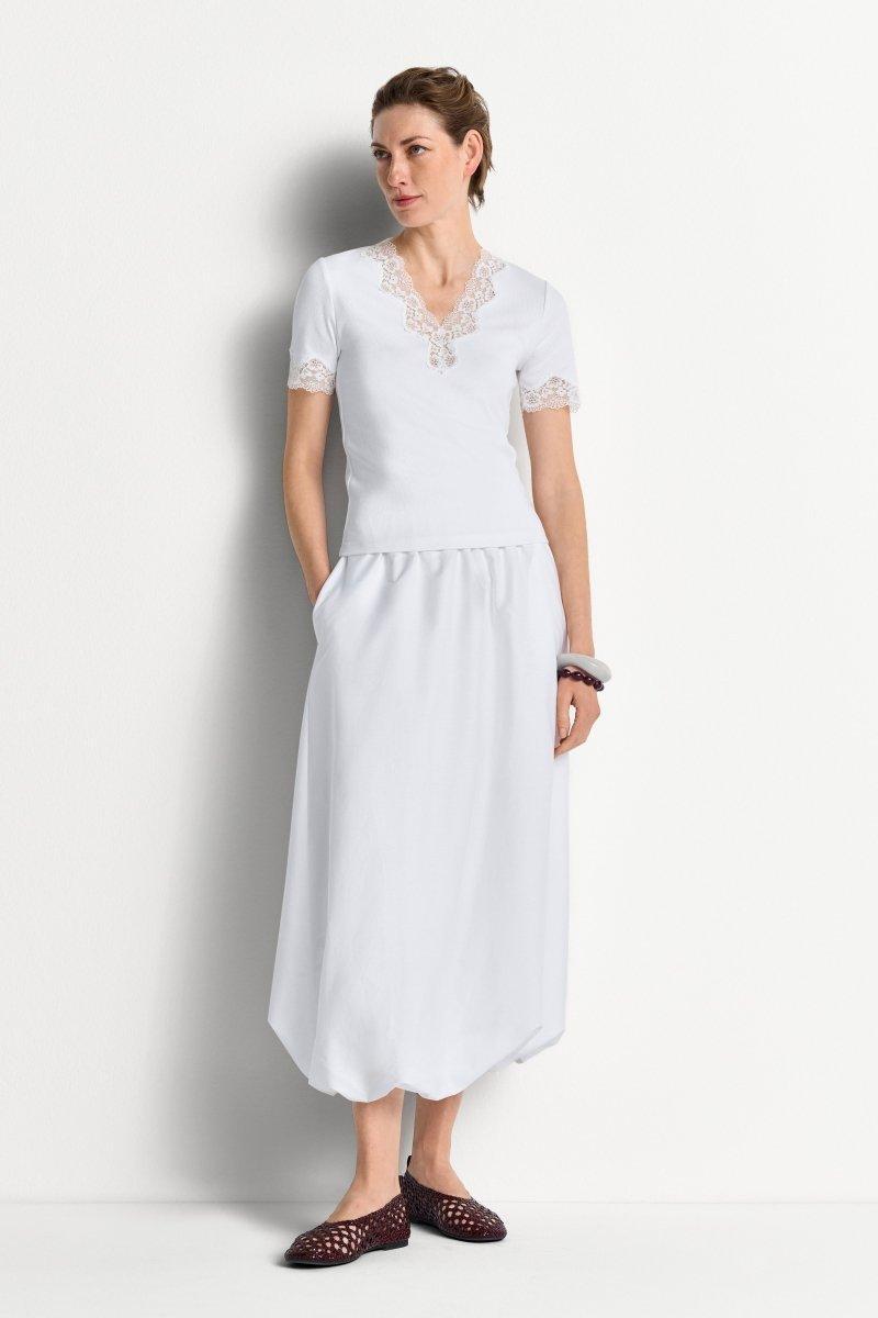 Figurbetontes Rippshirt mit Spitze-Rich & Royal