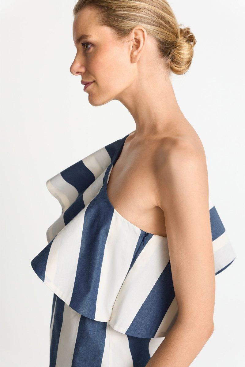 Gestreiftes One-Shoulder-Top-Rich & Royal