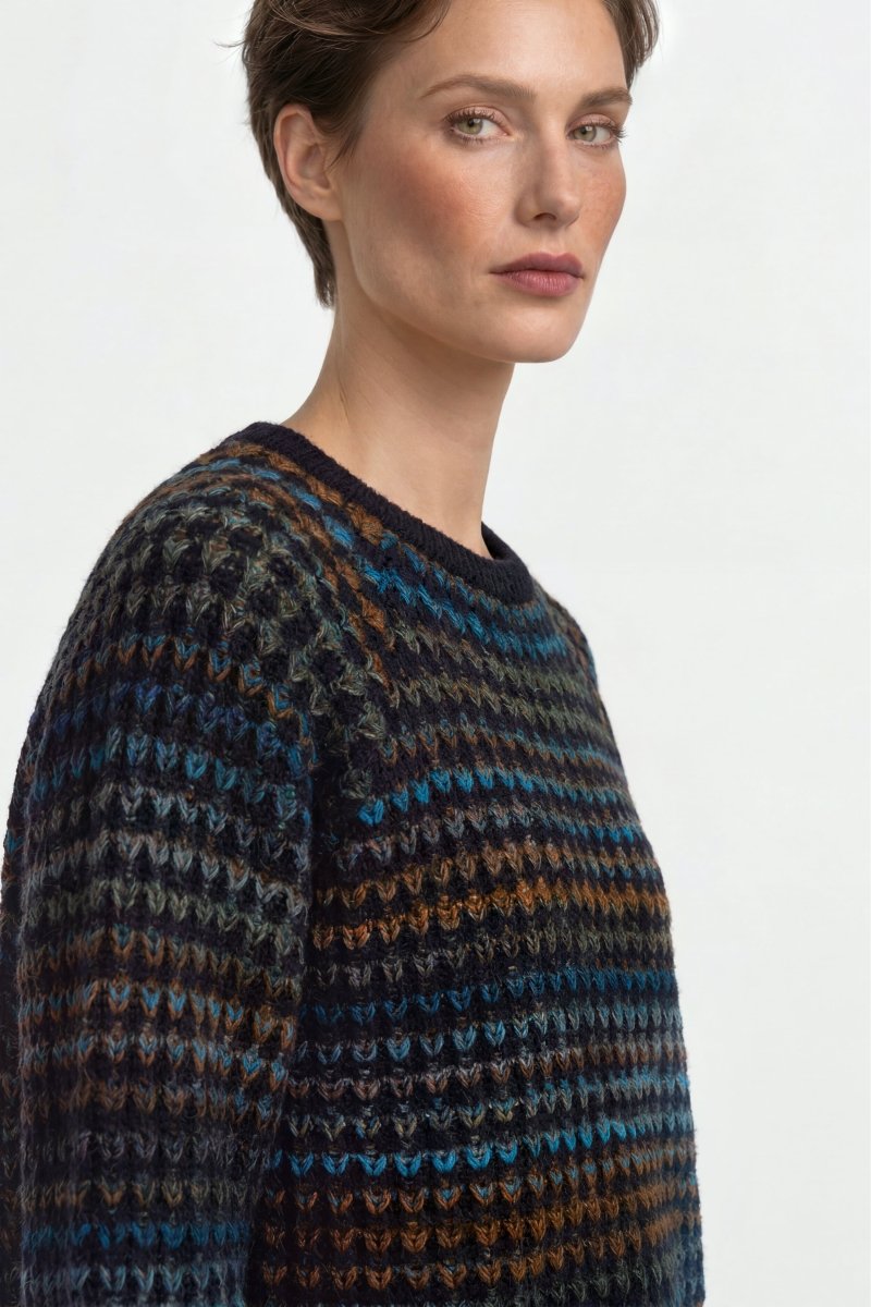 Kurzarm-Pullover mit Ajourstrick-Rich & Royal
