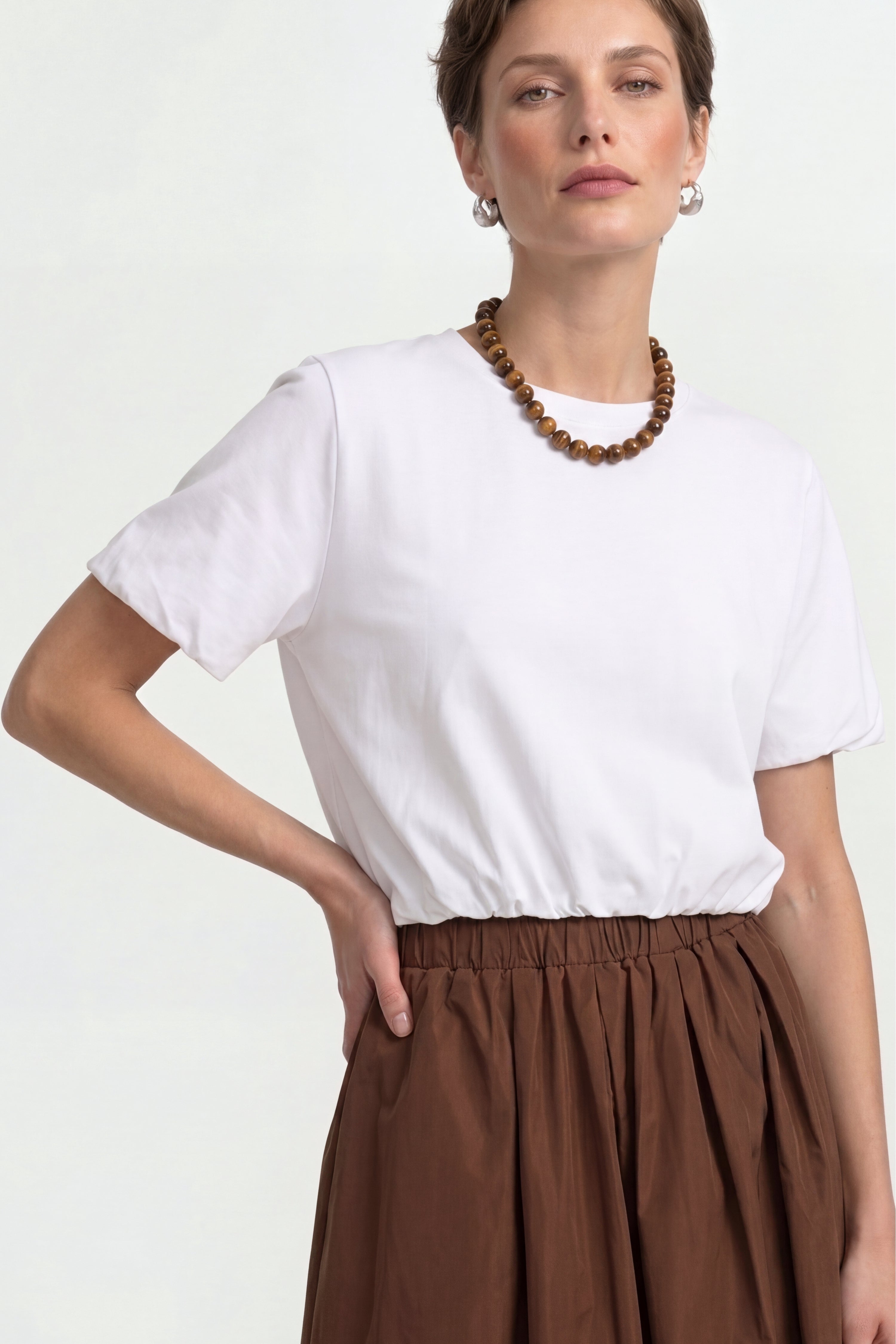 T-Shirt mit Gummizugsaum-Rich & Royal