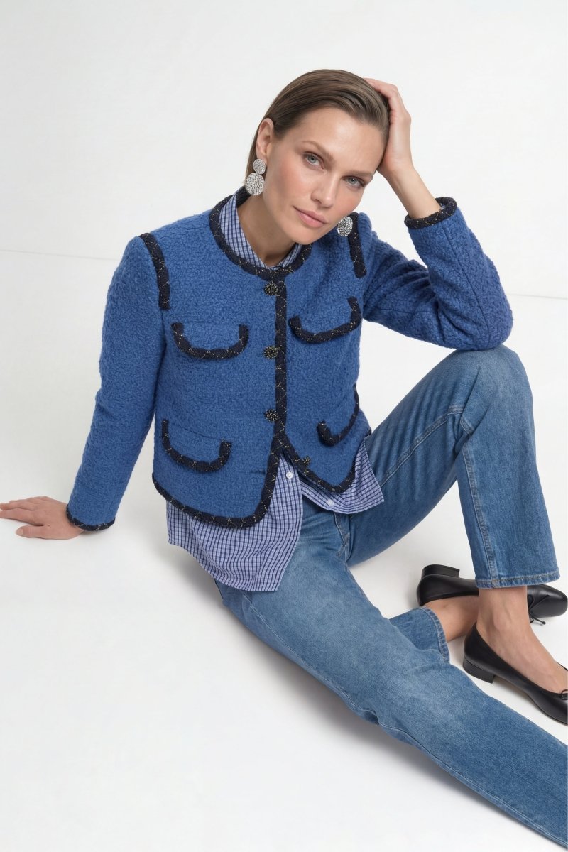 Bouclé-Blazer mit Zierborten-Rich & Royal
