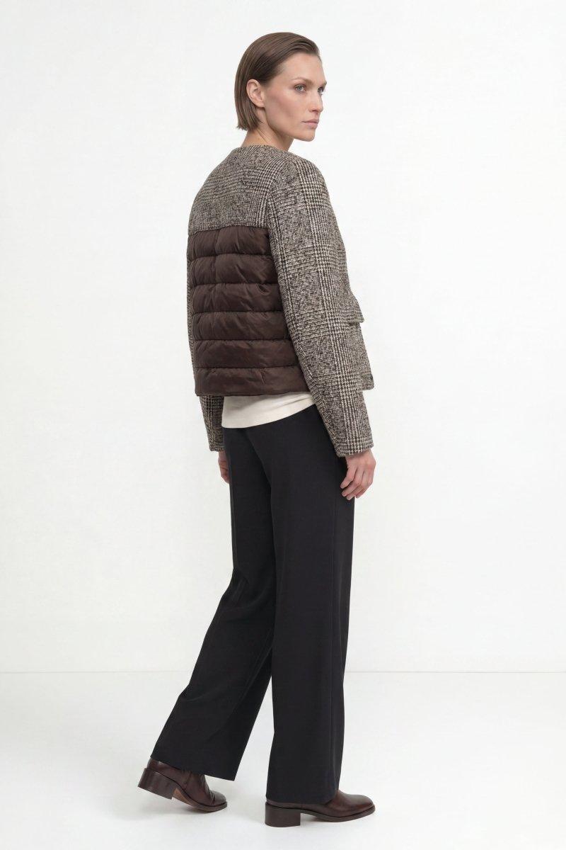 Bouclé-Jacke mit Karo-Muster aus Wollmix-Rich & Royal