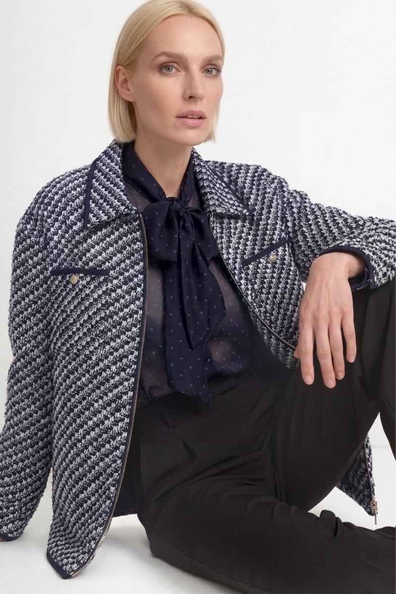 Tweed-Blouson mit Hahnentritt-Muster-Rich & Royal
