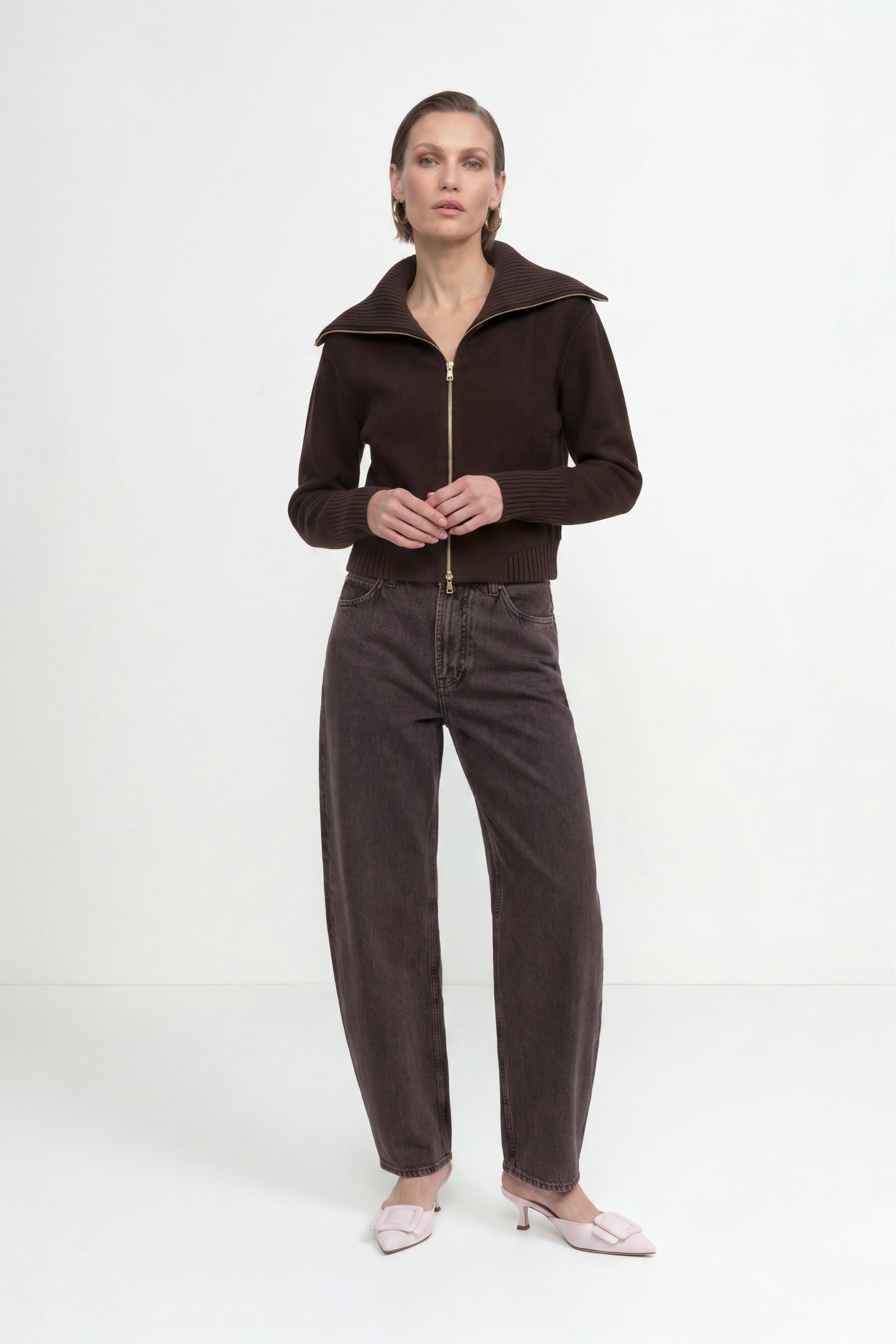 Baumwoll-Denim in Barrel-Fit-Rich & Royal
