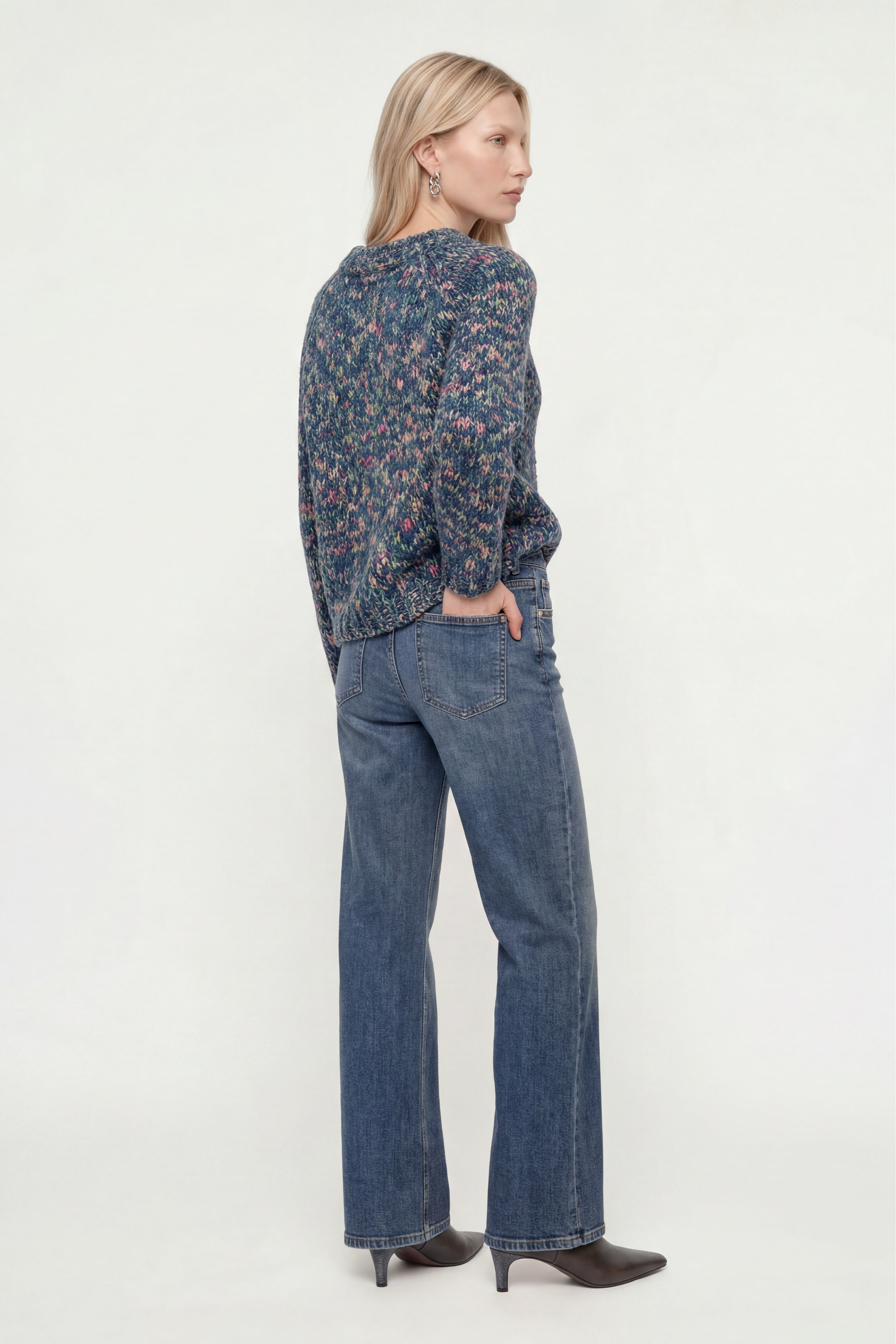 Grobstrick-Pullover in Melange-Optik-Rich & Royal