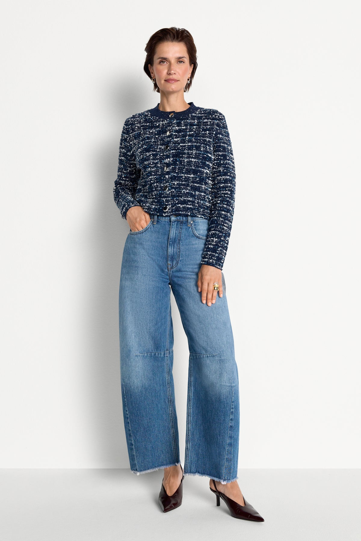 Bouclé-Cardigan mit Metallknöpfen-Rich & Royal