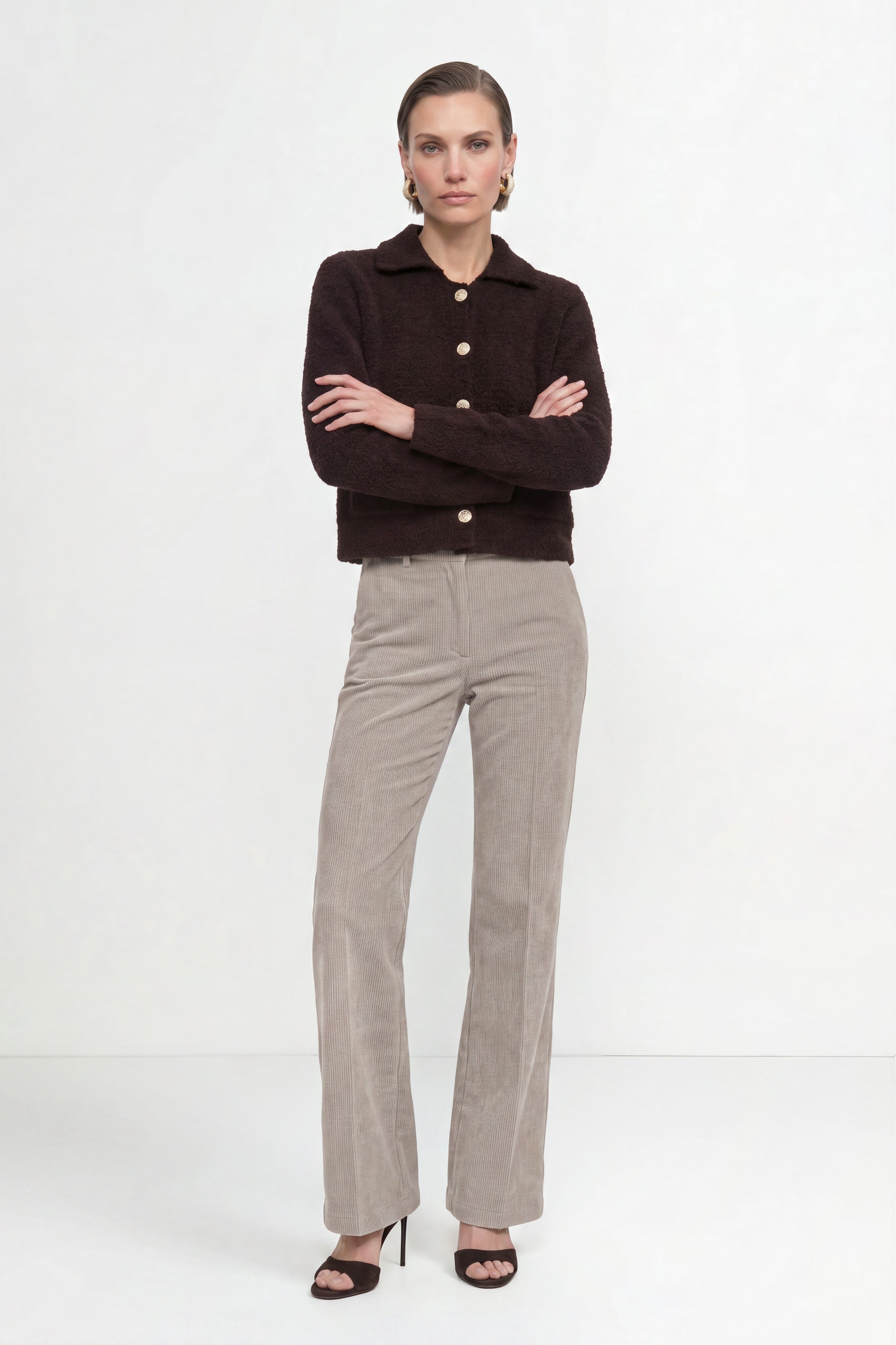 Bouclé-Cardigan mit Polokragen-Rich & Royal