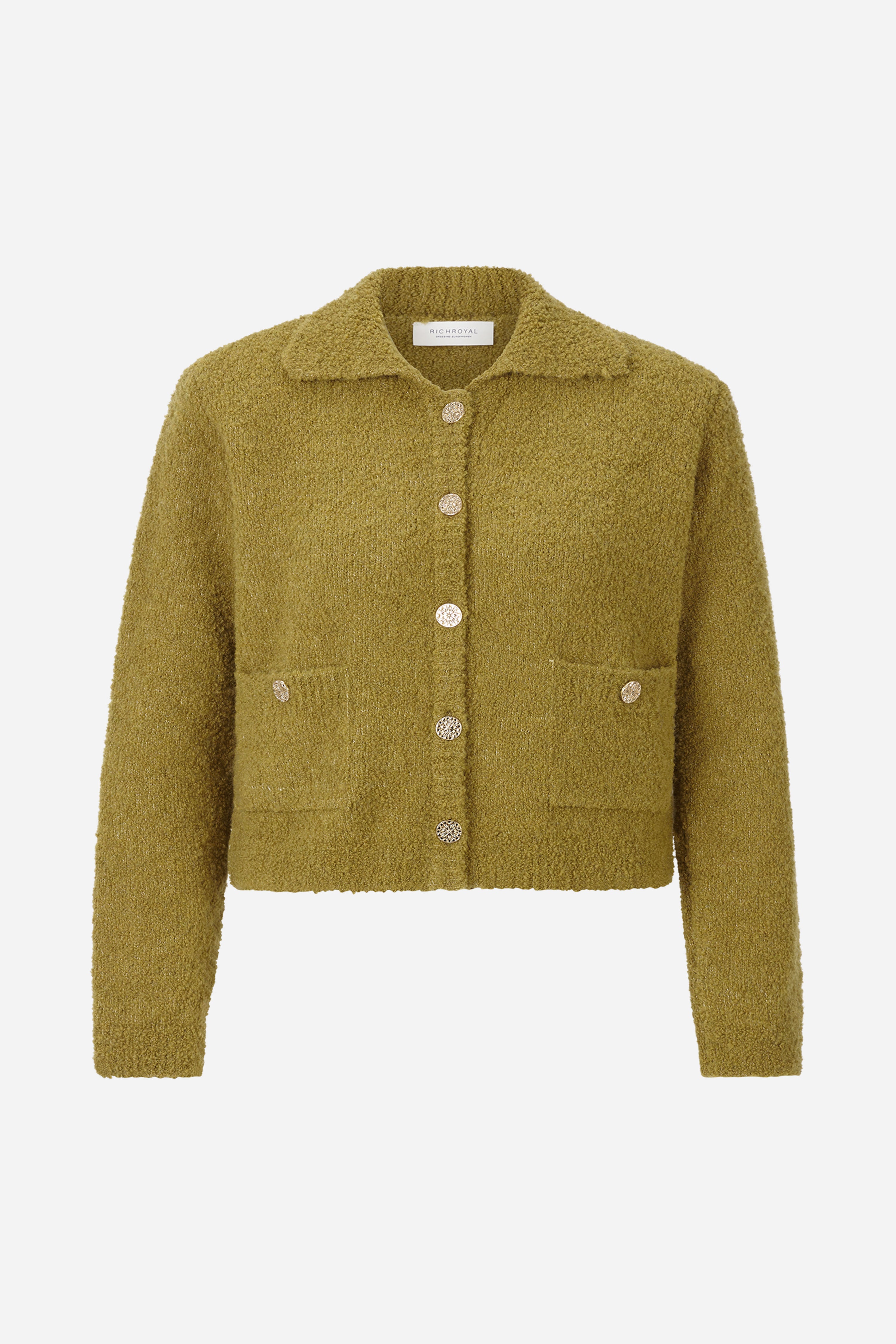 Bouclé-Cardigan mit Polokragen-Rich & Royal