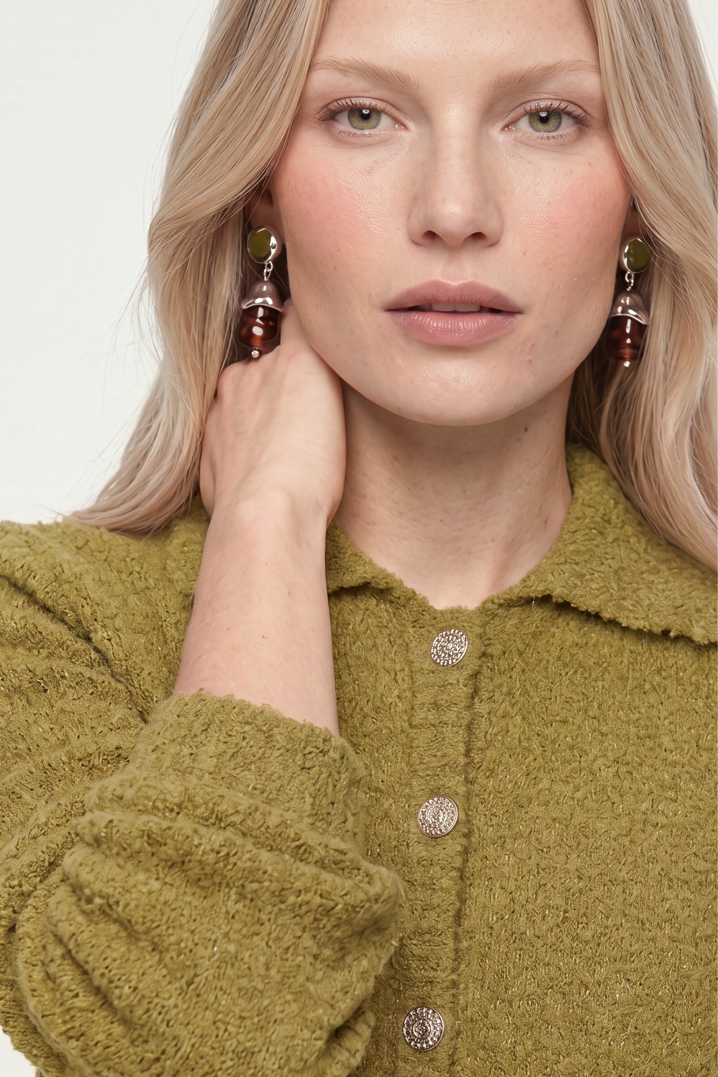 Bouclé-Cardigan mit Polokragen-Rich & Royal