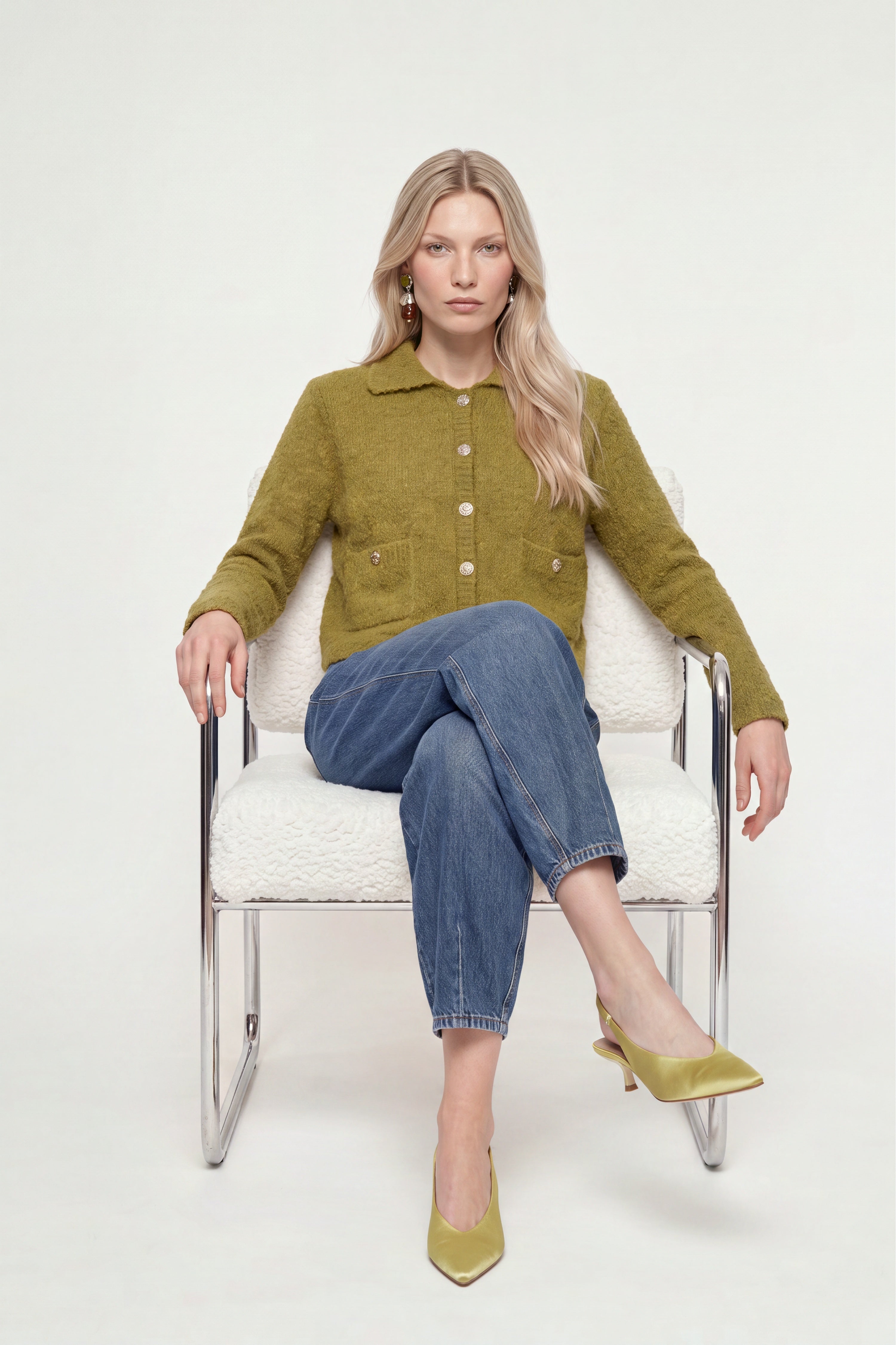Bouclé-Cardigan mit Polokragen-Rich & Royal