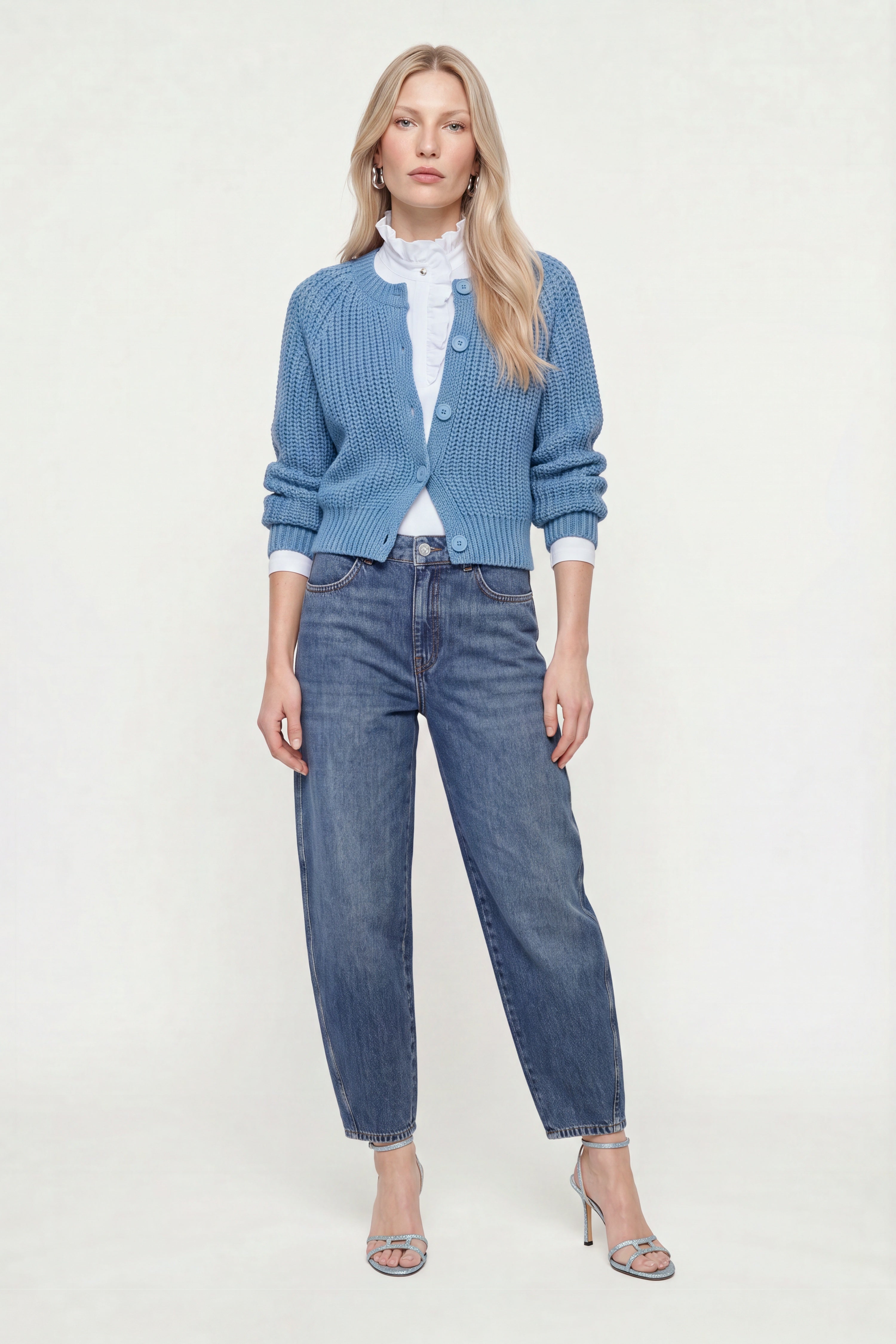 Cropped Cardigan mit Rippstruktur-Rich & Royal
