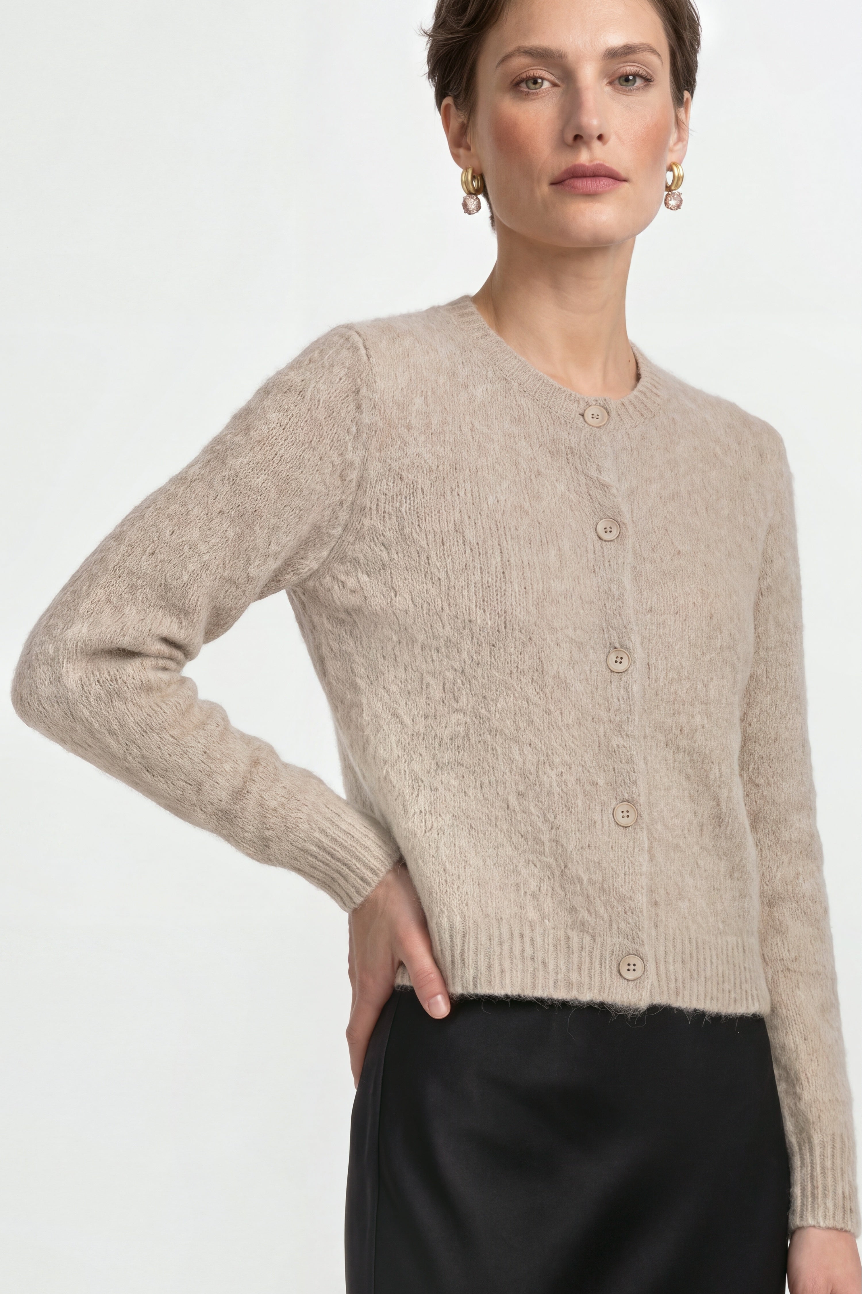 Kurz-Cardigan aus Wolle-Mix mit Mohair-Rich & Royal