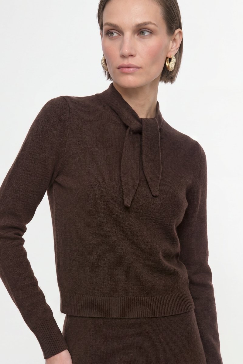 Merino-Kaschmir-Pullover mit Schleifenkragen-Rich & Royal