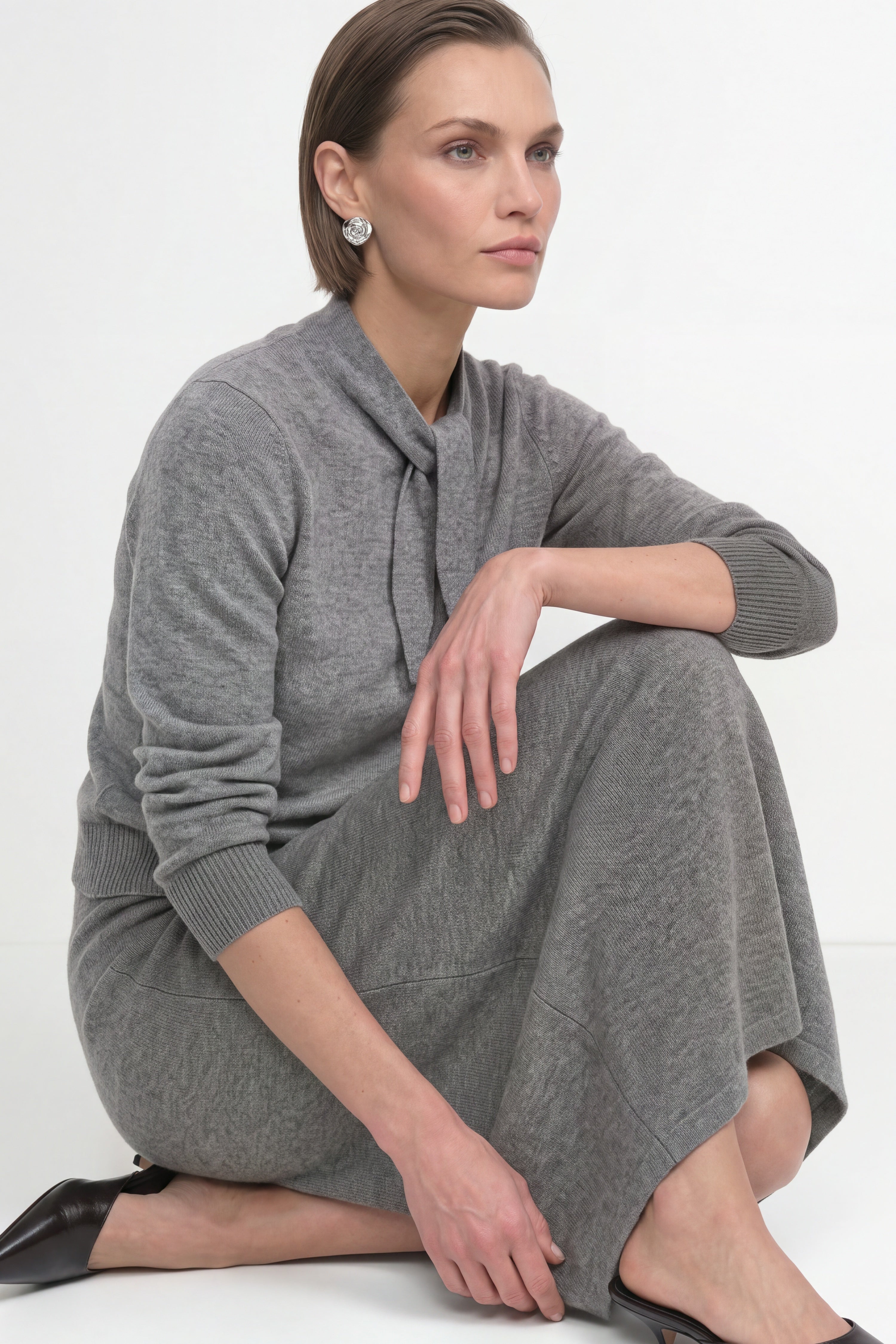 Merino-Kaschmir-Pullover mit Schleifenkragen-Rich & Royal
