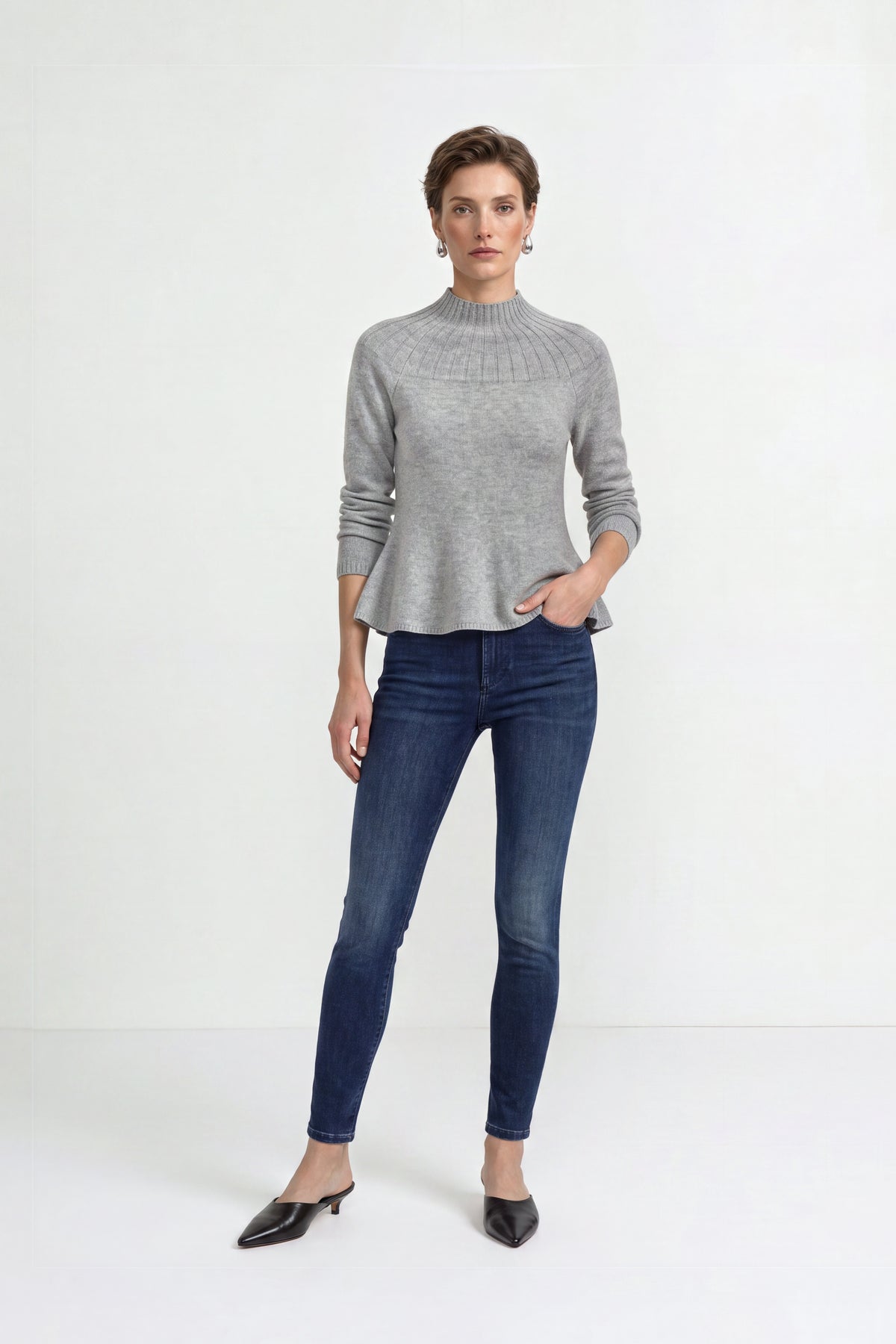 Merinopullover mit Peplum-Saum-Rich & Royal