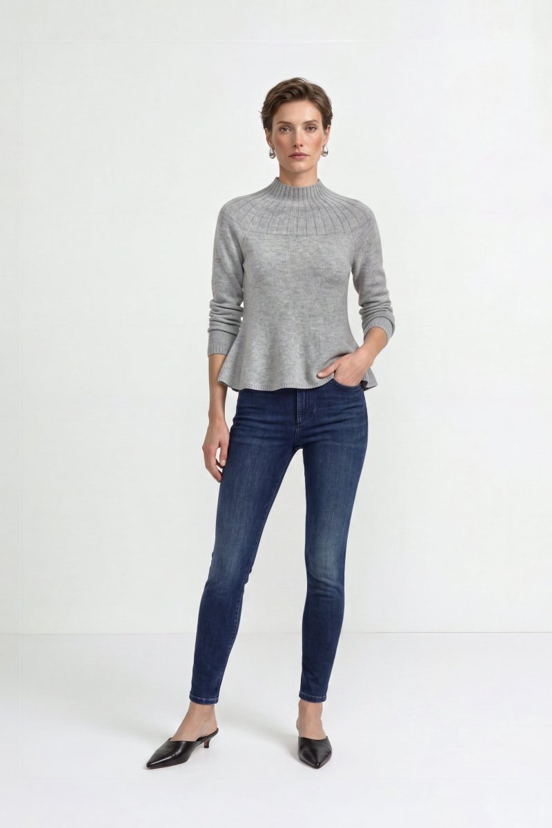 Merinopullover mit Peplum-Saum-Rich & Royal