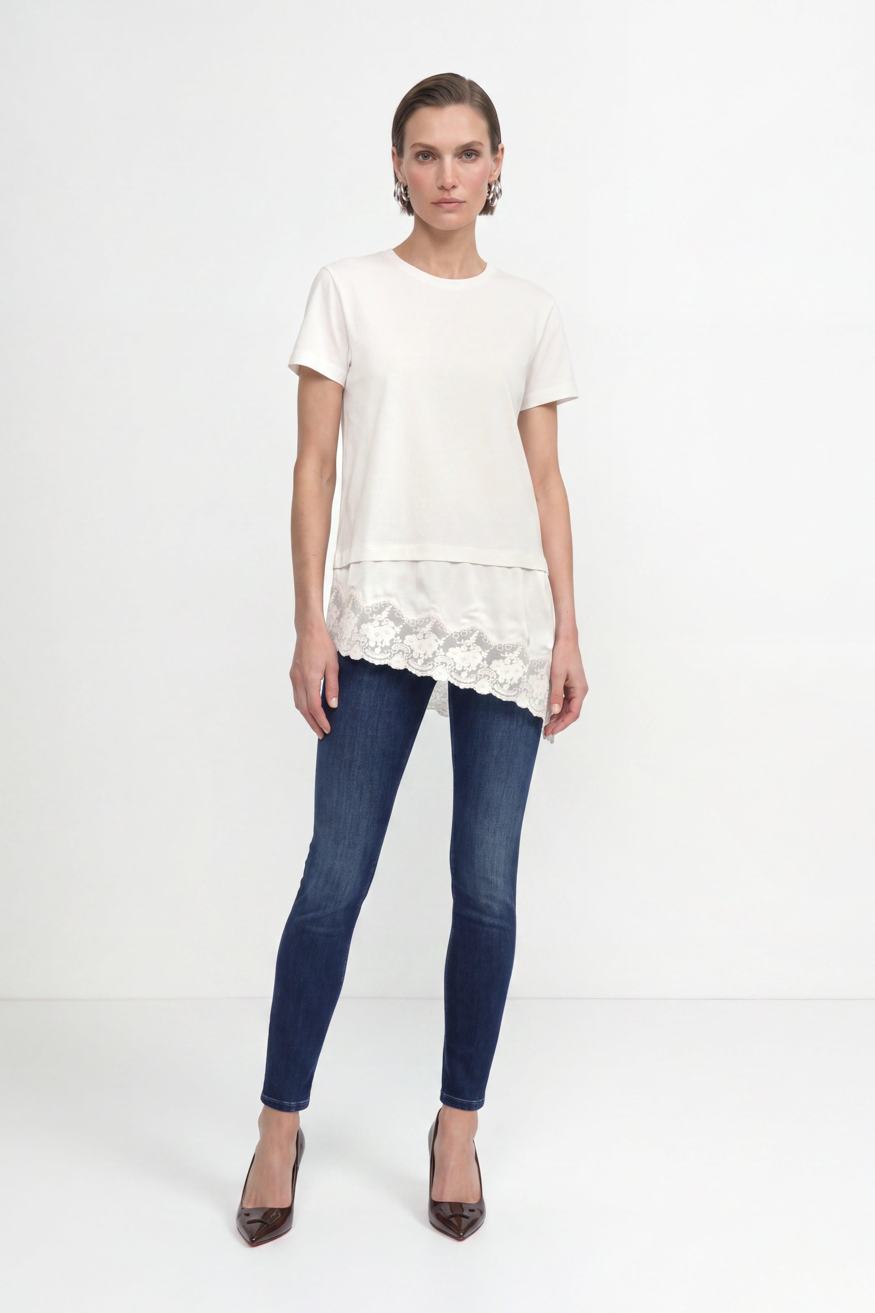Baumwollshirt mit Spitzensaum-Rich & Royal