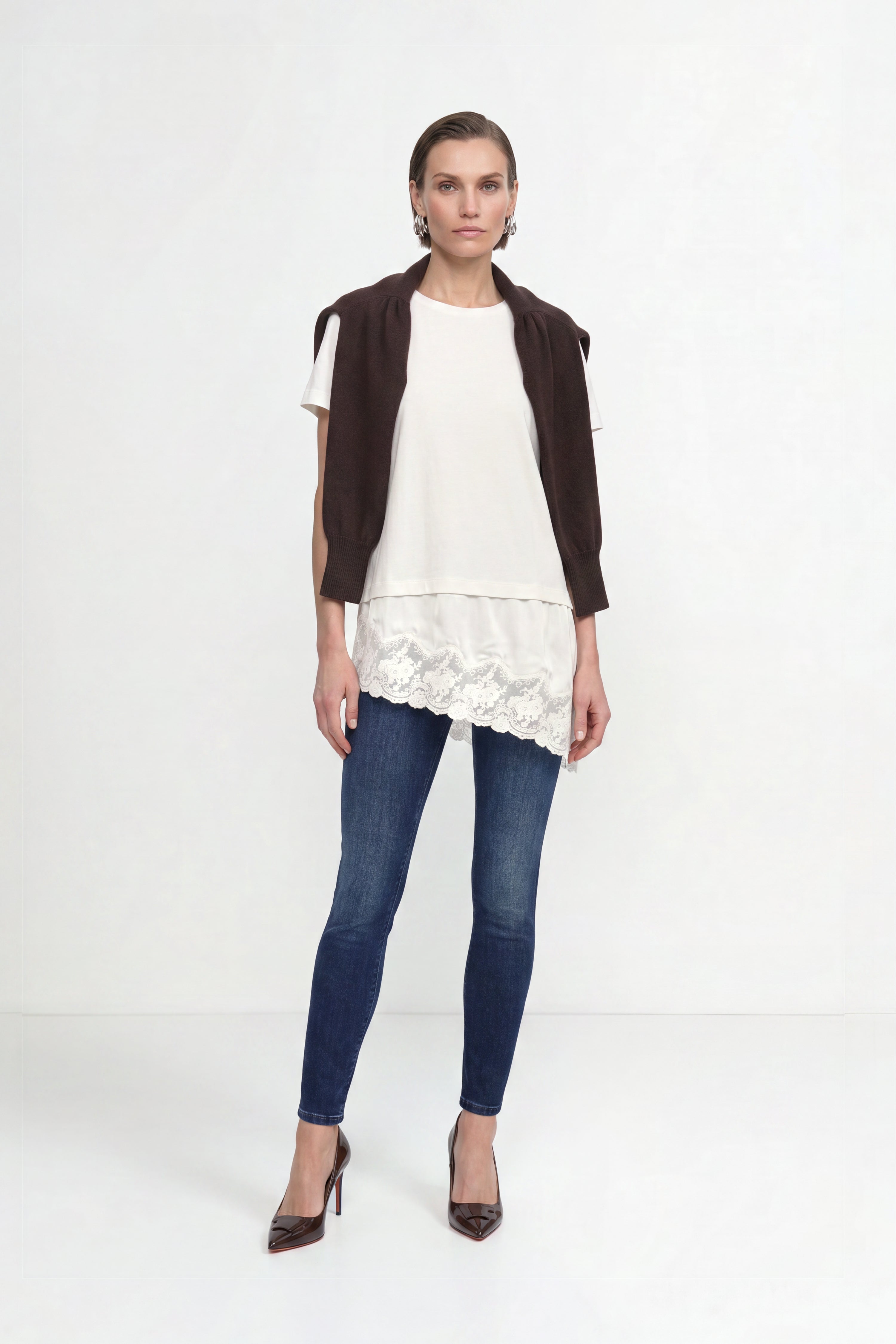 Baumwollshirt mit Spitzensaum-Rich & Royal