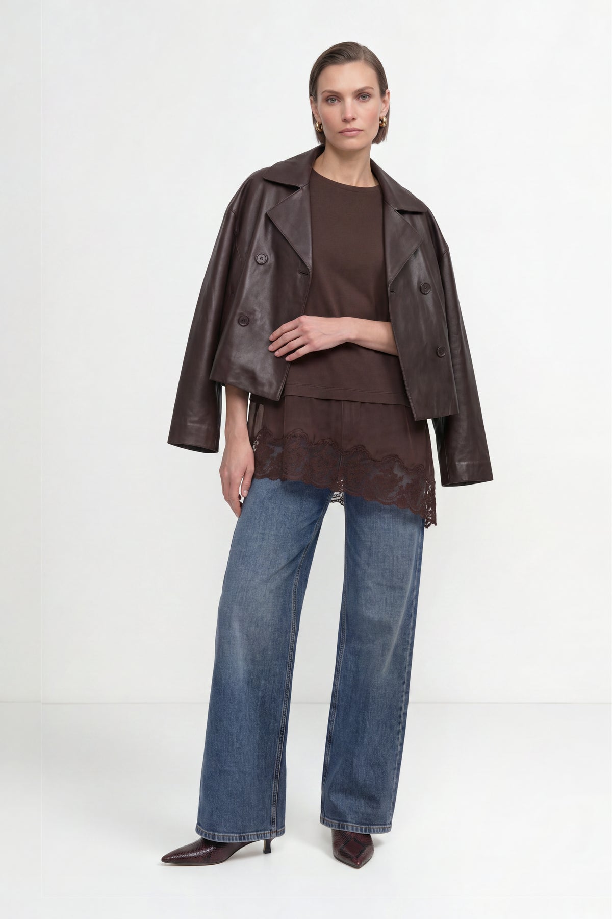 Baumwollshirt mit Spitzensaum-Rich & Royal