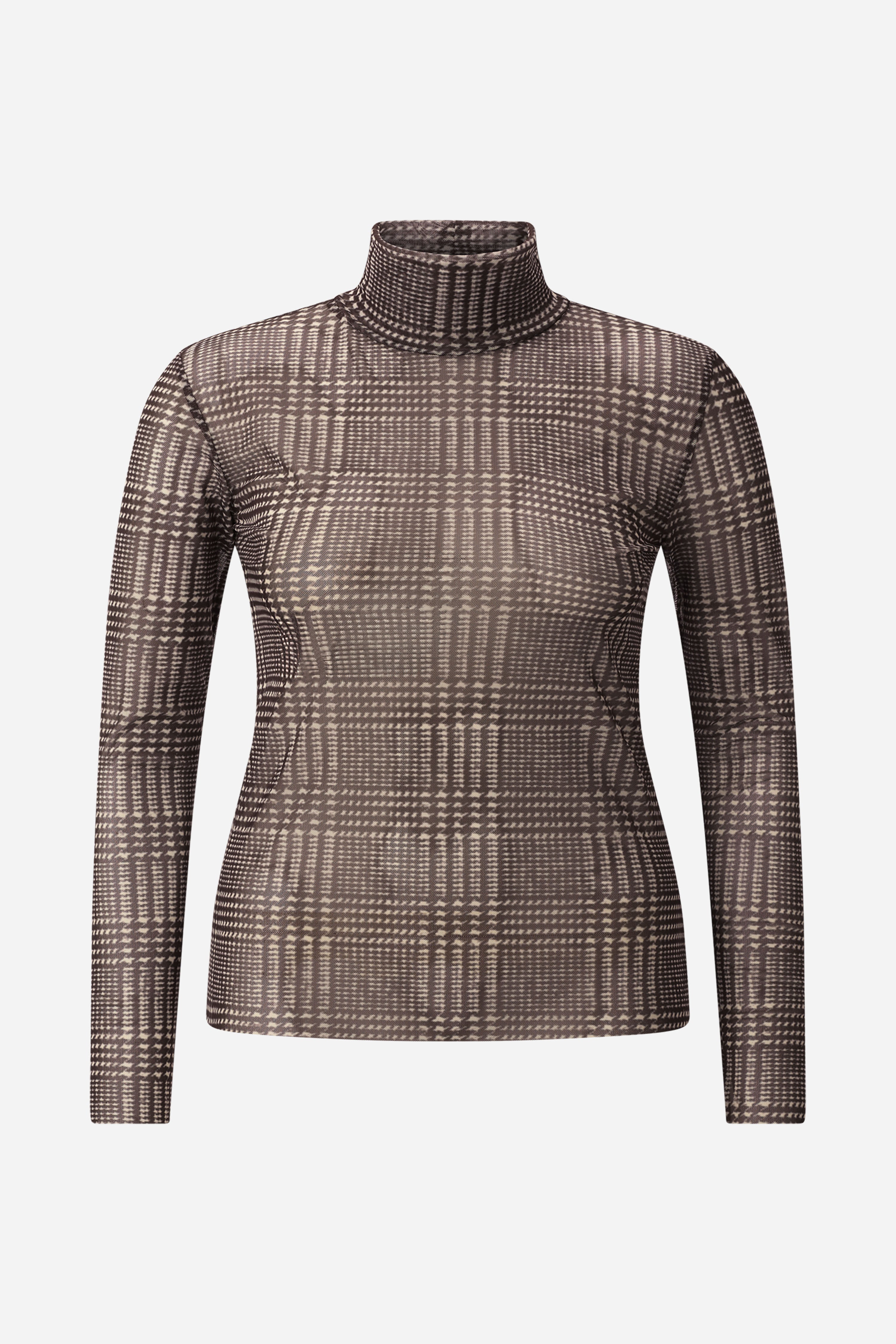 Rollkragen-Longsleeve mit Karo-Print-Rich & Royal
