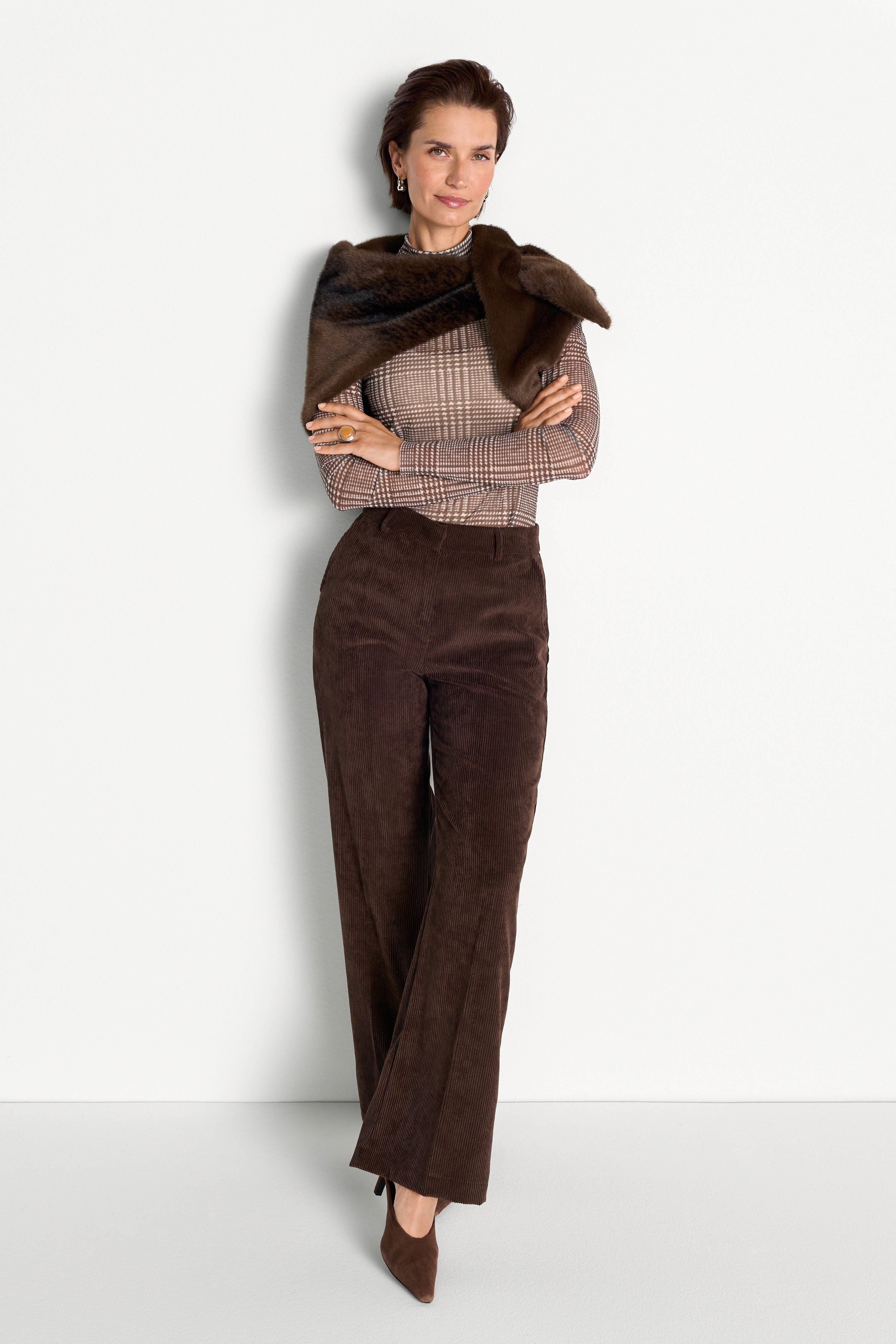 Rollkragen-Longsleeve mit Karo-Print-Rich & Royal