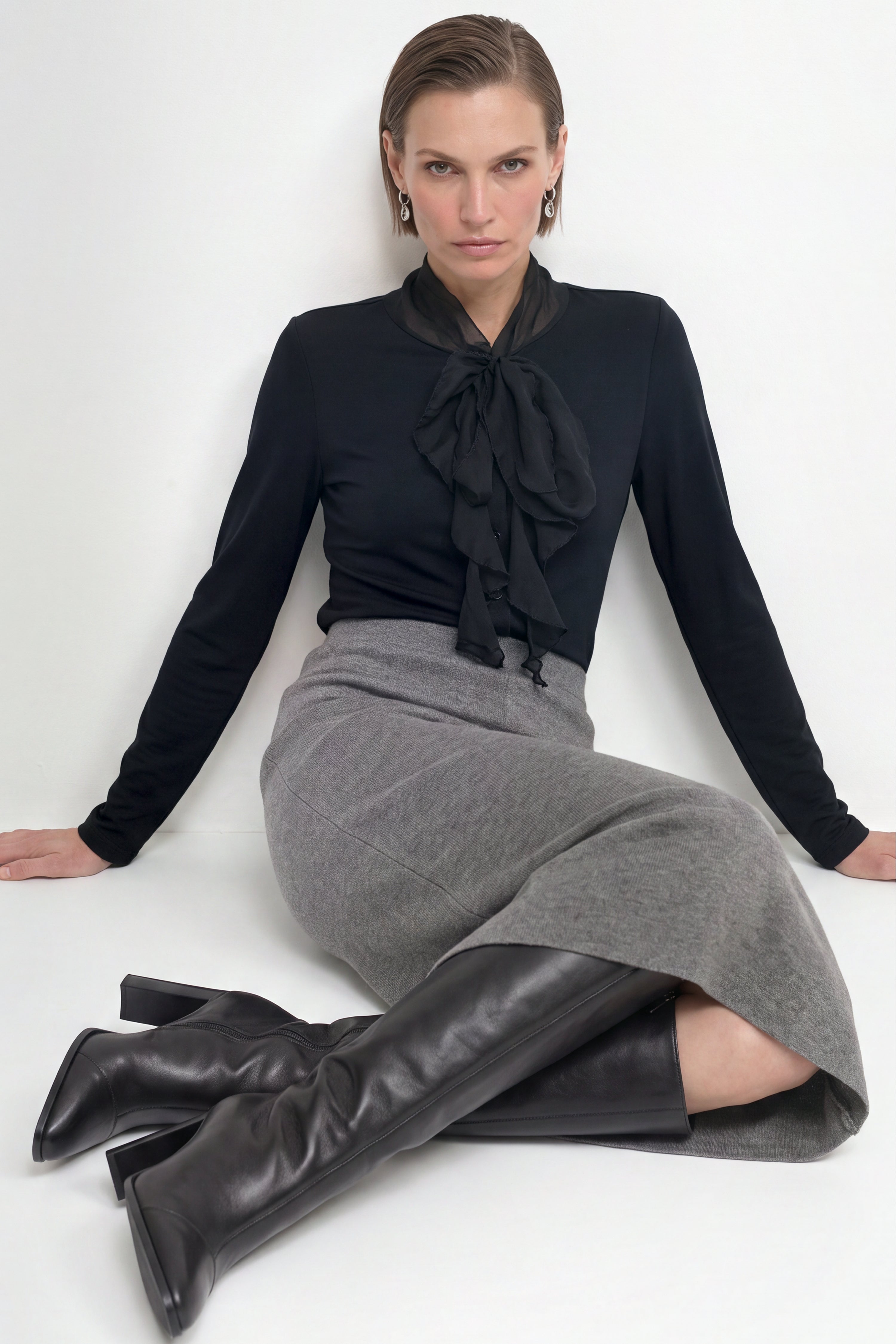 Baumwoll-Longsleeve mit Rüschendetail-Rich & Royal
