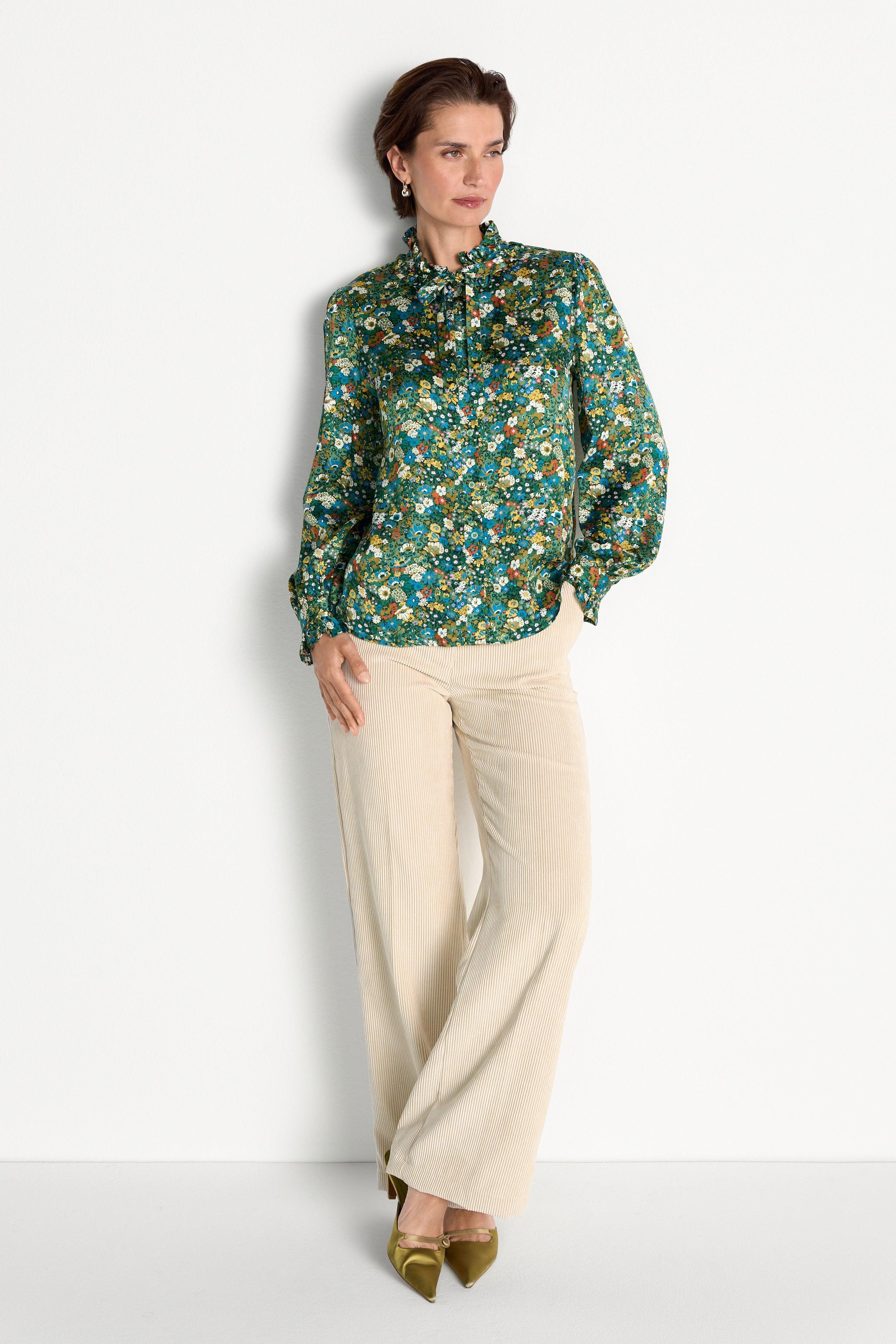 Schluppenbluse mit Blumenprint-Rich & Royal