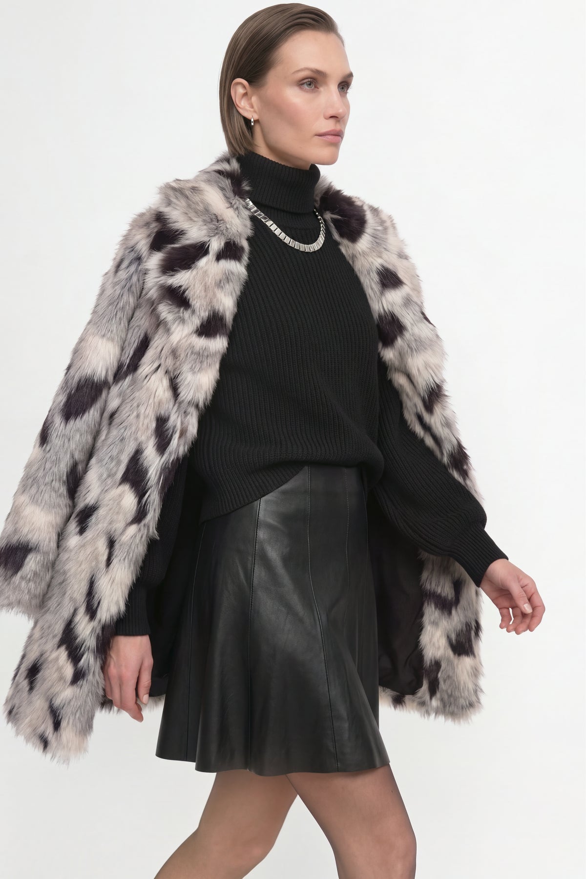 Fellimitatmantel mit Animal-Print-Rich & Royal