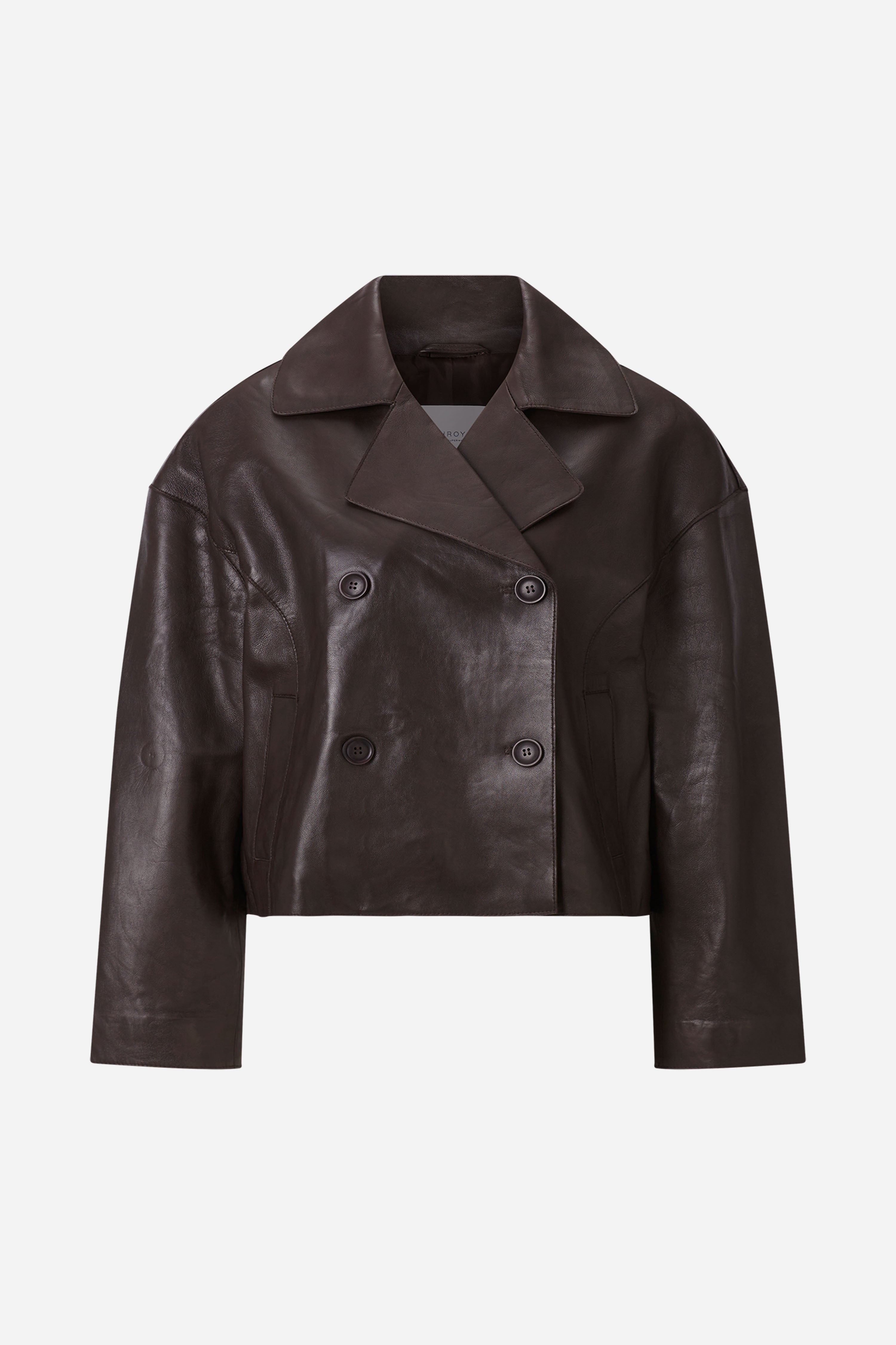 Kurze Lederjacke im Doppelreiher-Stil-Rich & Royal