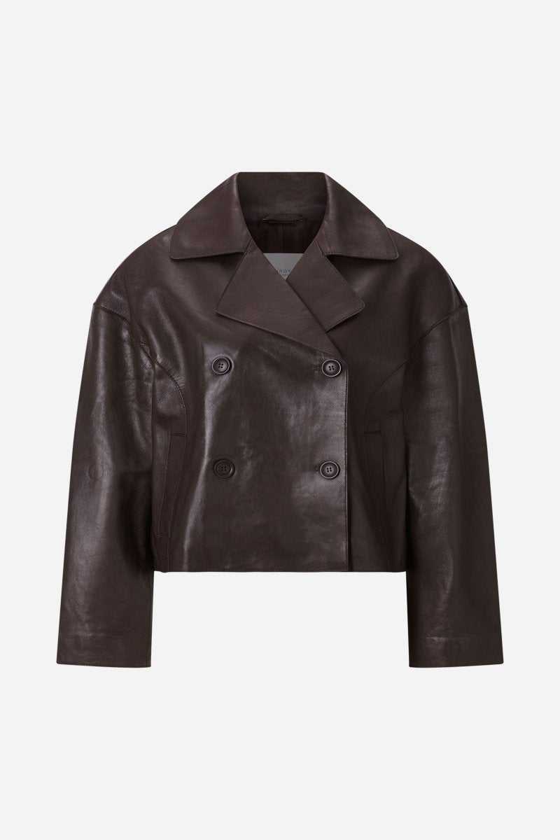 Kurze Lederjacke im Doppelreiher-Stil-Rich & Royal