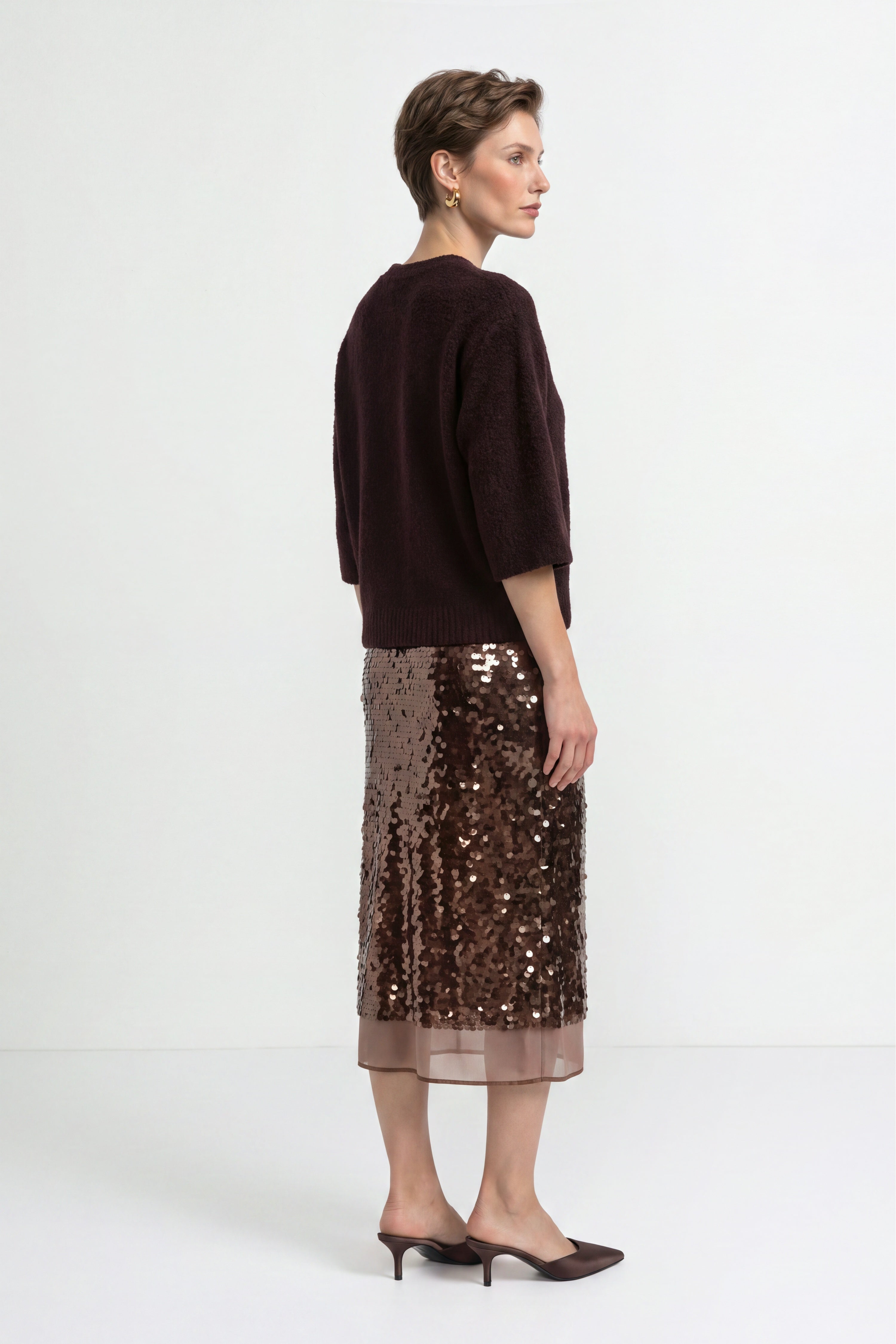 Cropped Bouclé-Pullover mit Halbarm-Rich & Royal